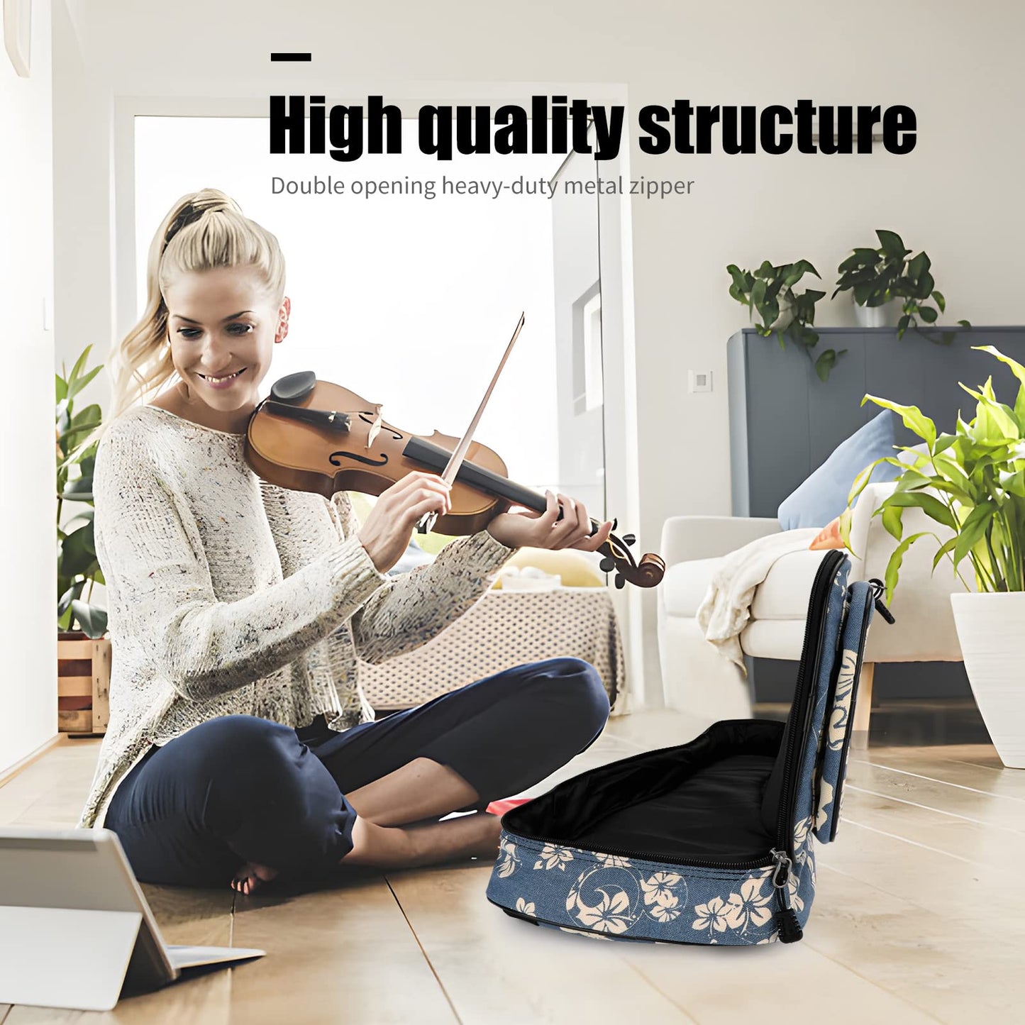 MUINS Ukulele Bag,21 23 26 30 inch Ukelele Case Thicker Pad for Soprano Concert Tenor Uke with Double Adjustable Straps and Handle (Starlit Sky, 23 Inch) (Blue Flower, 26 Inch)