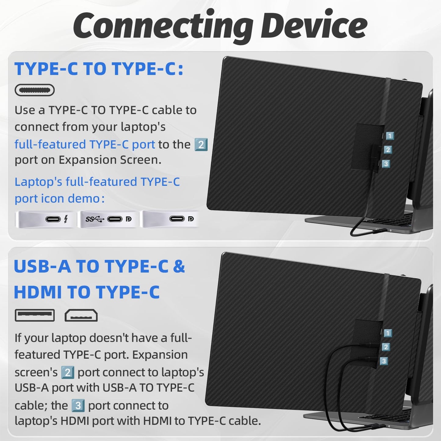 2K Laptop Monitor Extender - 13" IPS 1440P Dual Monitor Attachment Plug & Play Multiple Screens for 13"-17" Laptop Compatible with Wins Mac Dex Chrome Travel Gaming Work