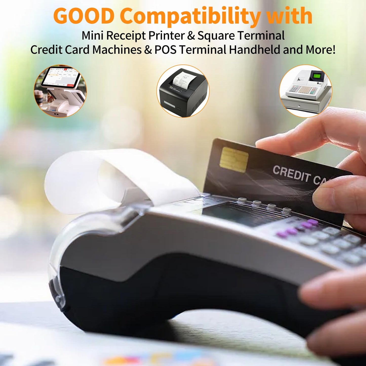 PAPRMA 2 1/4'' x 50' Receipt Paper Rolls POS Thermal Paper Cash Register Paper Rolls for Credit Card Machine (100 Rolls)