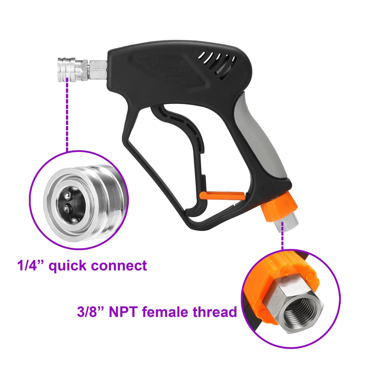 PWACCS Pressure Washer Gun with Swivel, Short Power Washer Gun with 3/8” Quick Connector, M22 14mm /15mm Fitting, 5 Pressure Washer Nozzle Tips with Holder, 5000 PSI