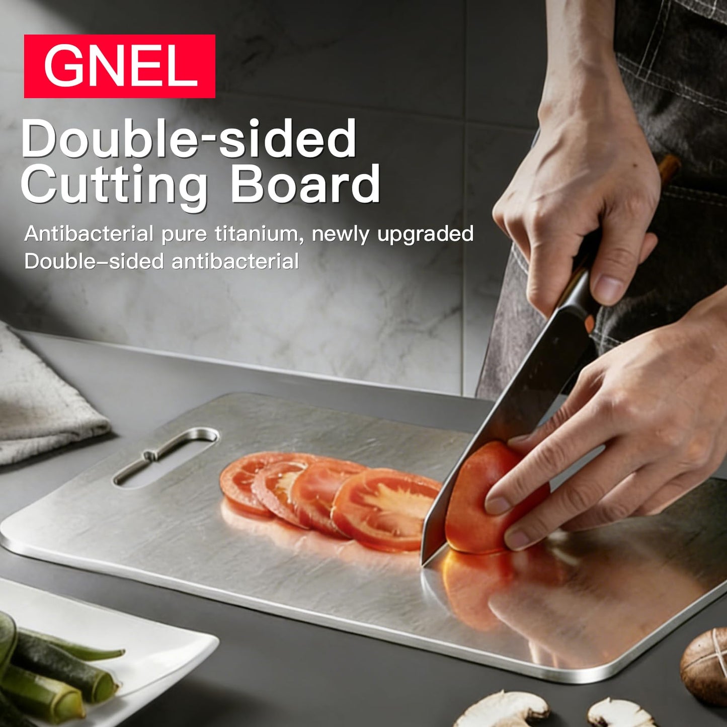 GNEL 3PCS Titanium Cutting Boards Set,2026 New Upgrade 100% Pure Titanium Cutting Boards for Kitchen, Food Grade Quality, Easy to Clean and Will Not Absorb Odors, Dishwaser Safe