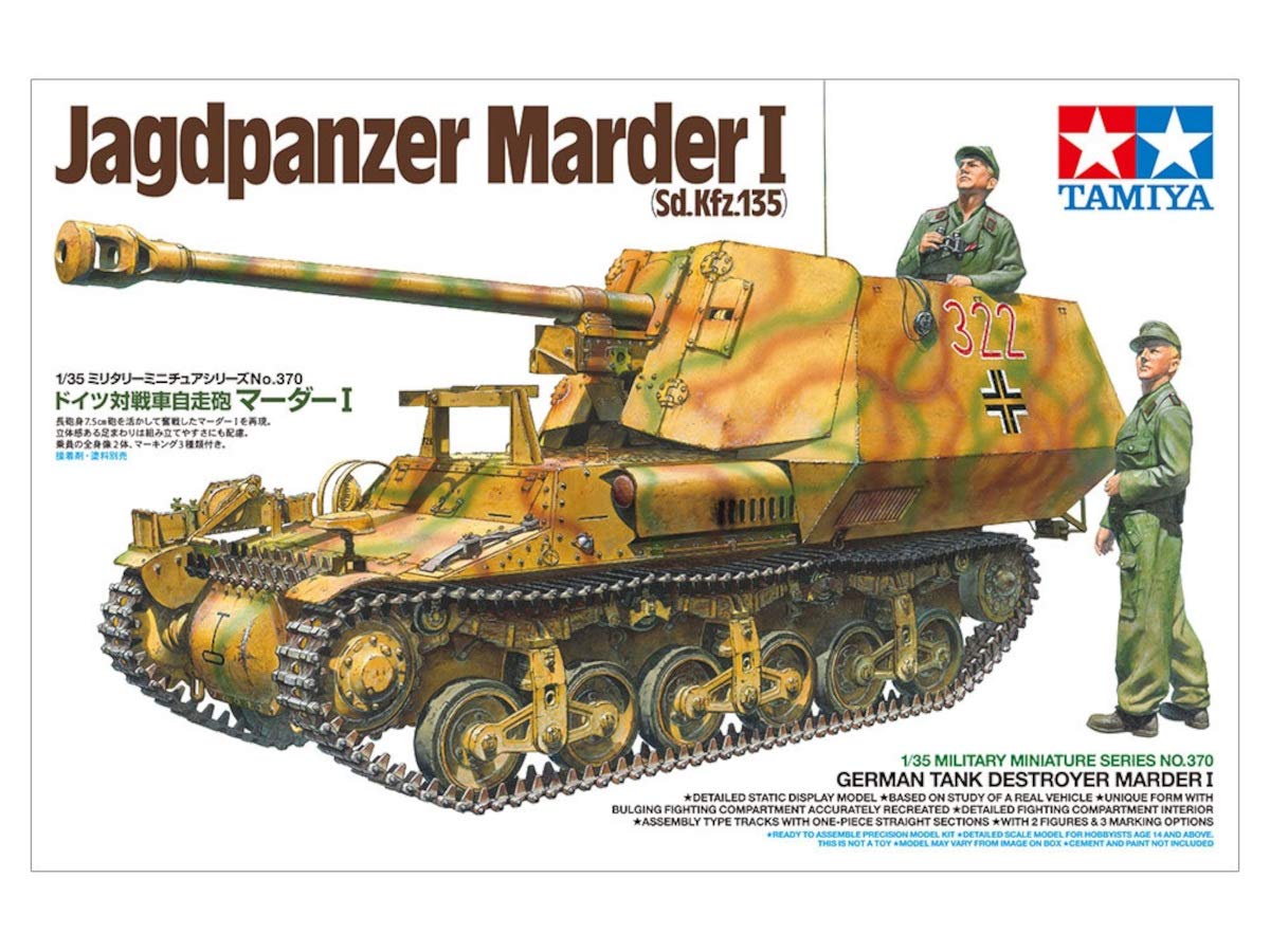 TAMIYA 35370-000 1:35 German Sd.Kfz.135 Marten I Hunting Tank, Highly Model, Plastic Kit for Assembly, Detailed Replica, Unpainted, Brown