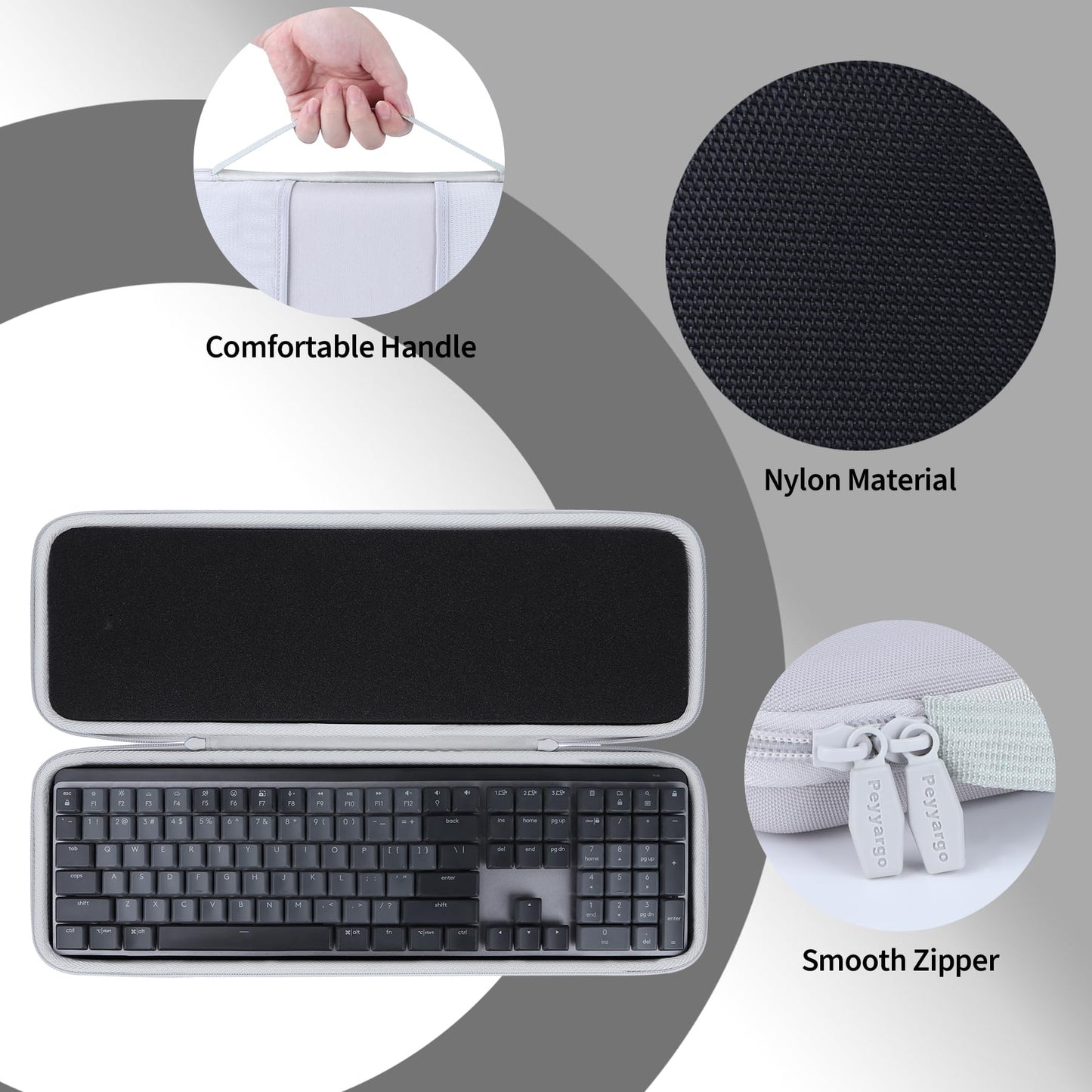 Peyyargo Case Compatible with Logitech MX Mechanical Illuminated Performance Keyboard (Pale Grey)