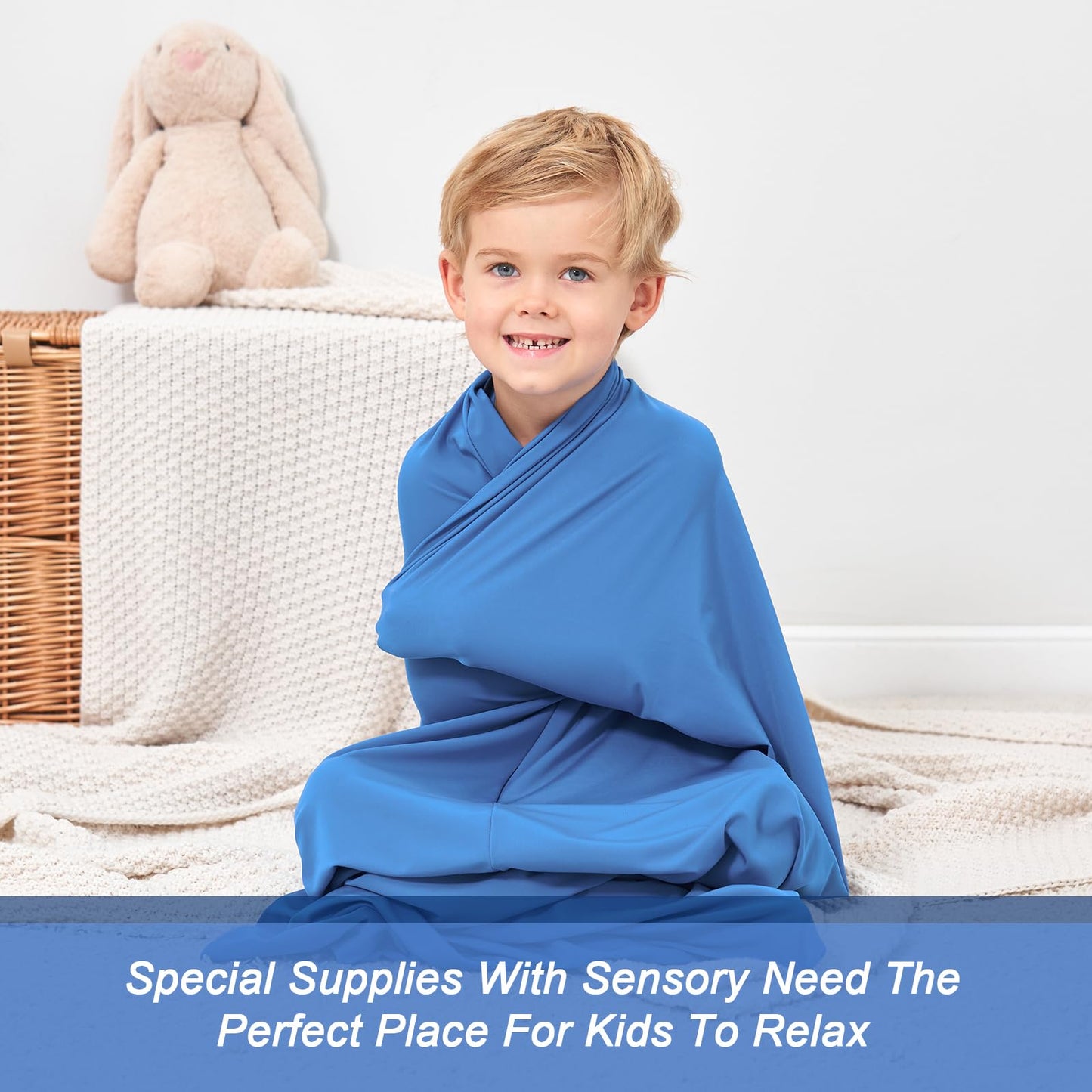 Sensory Body Sock for Kids,Full-Body Wrap Sensory Sox Body Socks to Relieve Stress with Autism, Anxiety,Sensory Integration (Small 40''×27'' Blue)