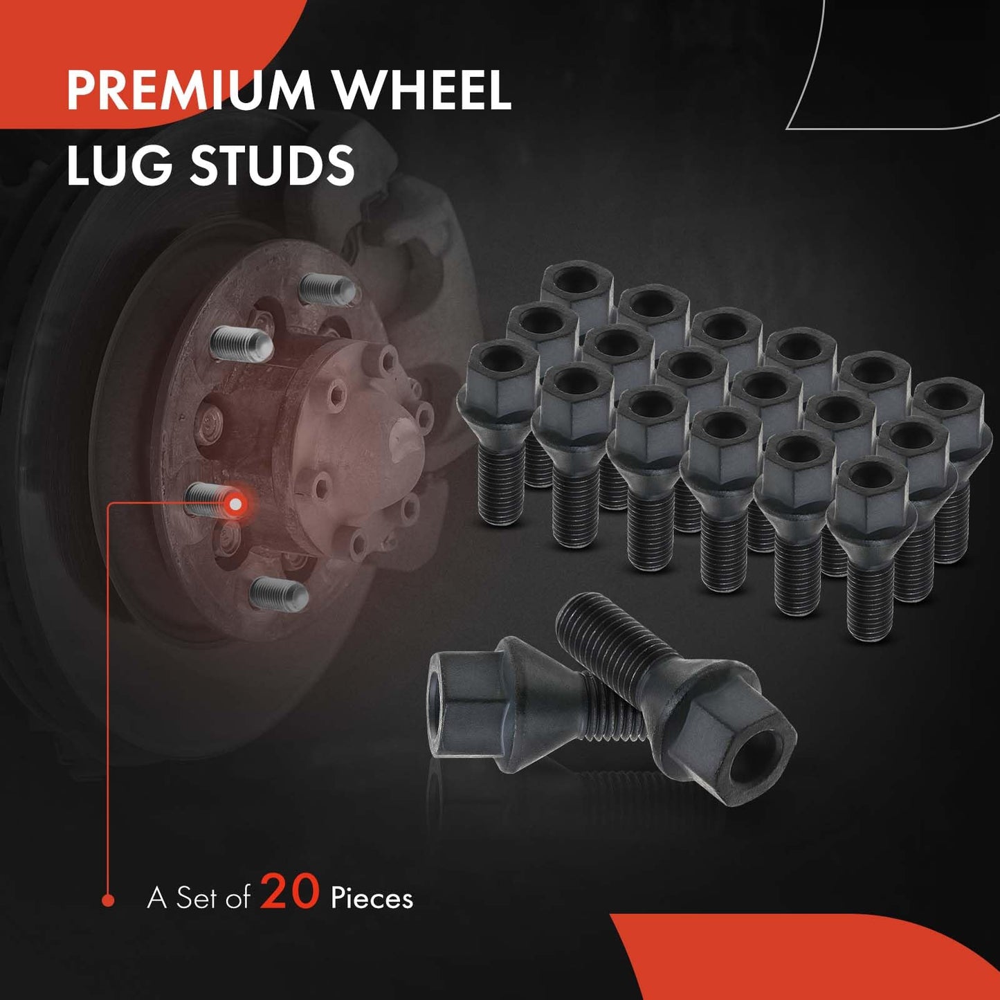 A-Premium M12-1.50 Wheel Studs Compatible with BMW 320i 323i 323ti 325Ci 325i 325xi 328i 328xi 330Ci 330i 528i 528xi 530i Front and Rear Side 20-PC Set