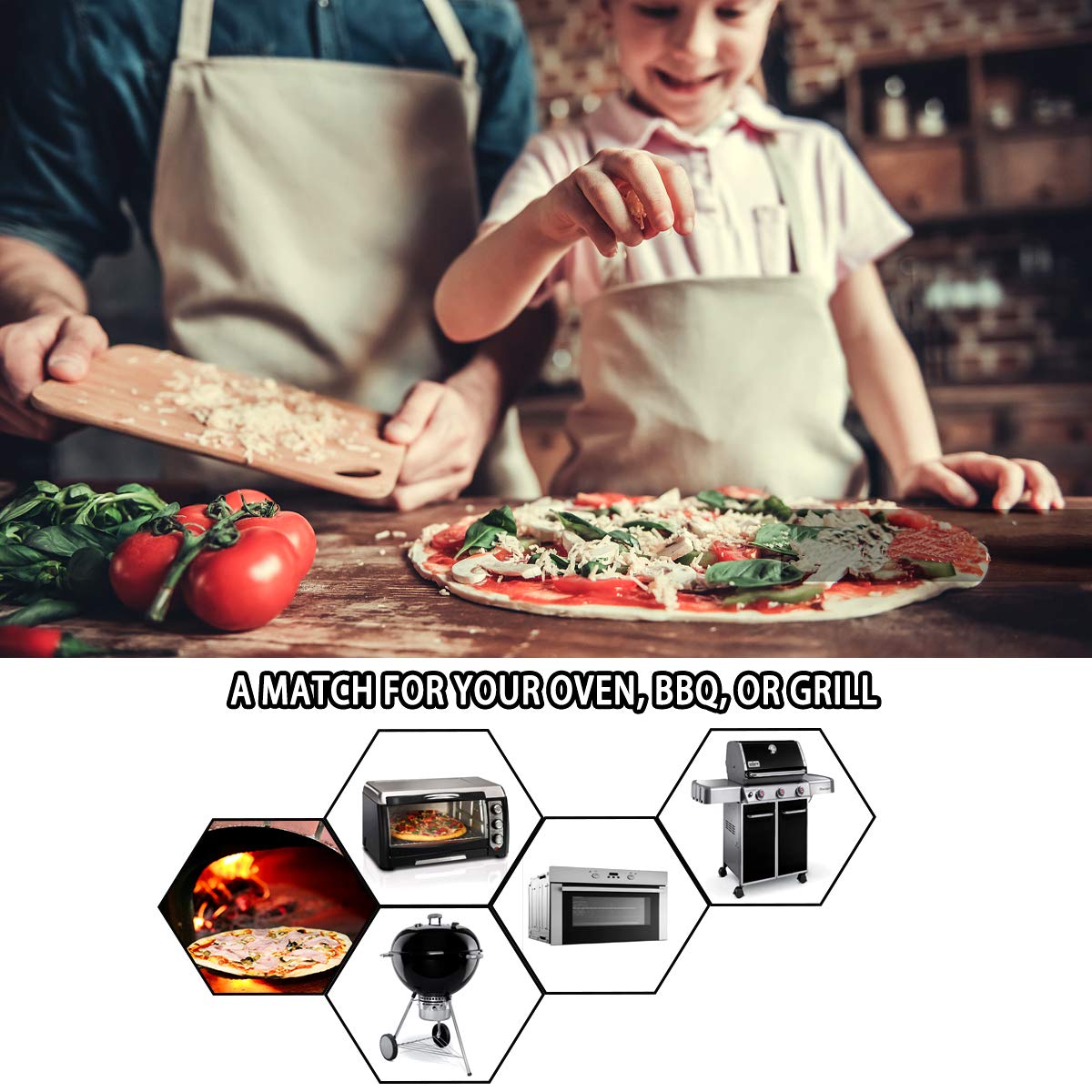 Onlyfire 15x12 Inch Pizza Stone – Heavy Duty Cordierite Baking Stone for Oven & Grill, Thermal Shock Resistant, Extra Large Pizza Stone for Perfect Crispy Crust Pizza, Bread, and Pastries