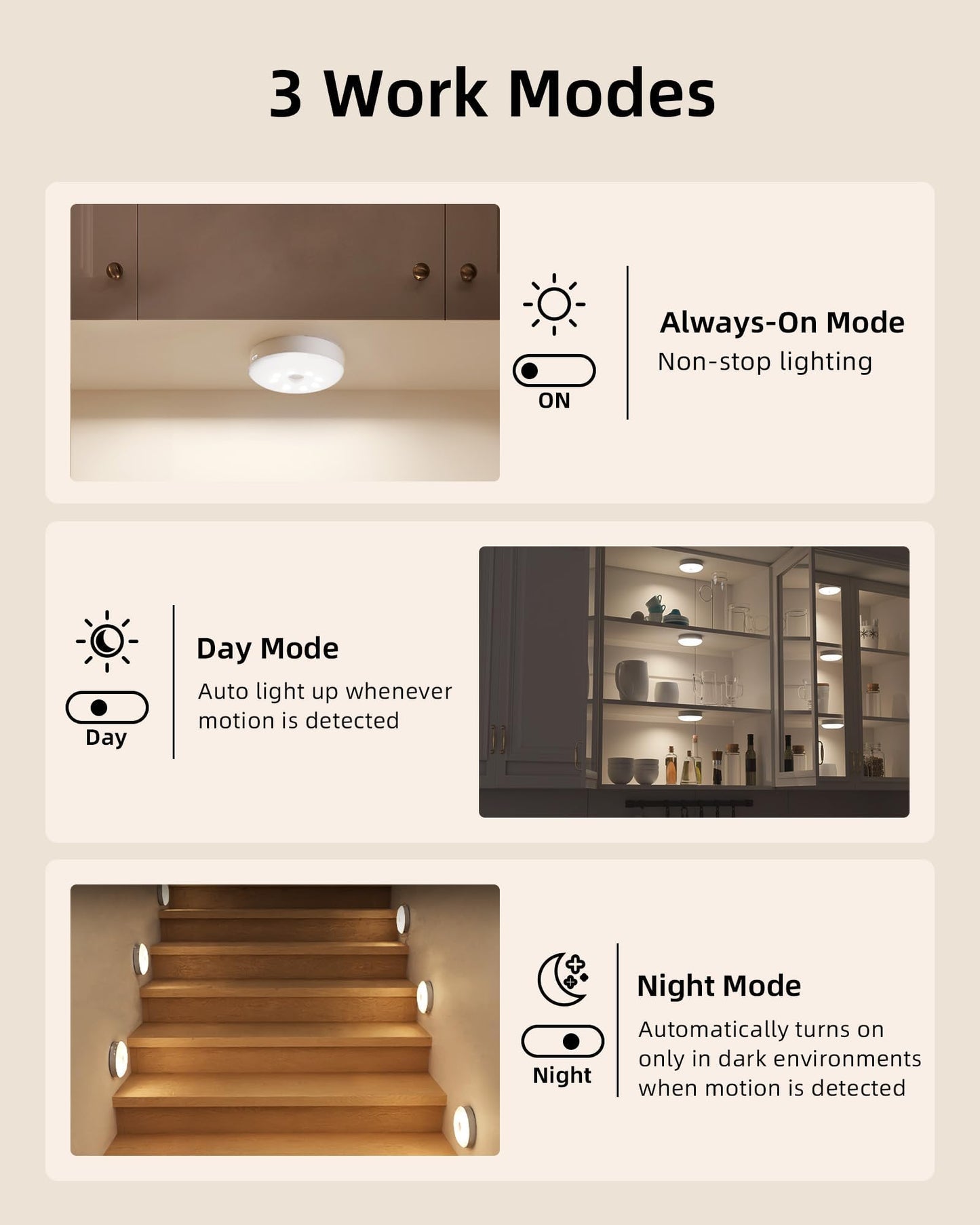 EZVALO 6-Pack Rechargeable Motion Sensor Light Indoor, 15 RGB Color Temps Under Cabinet Lighting, Wireless LED Puck Lights with Remote, Under Counter Lights for Kitchen, Shelves, Stairs, Lockers