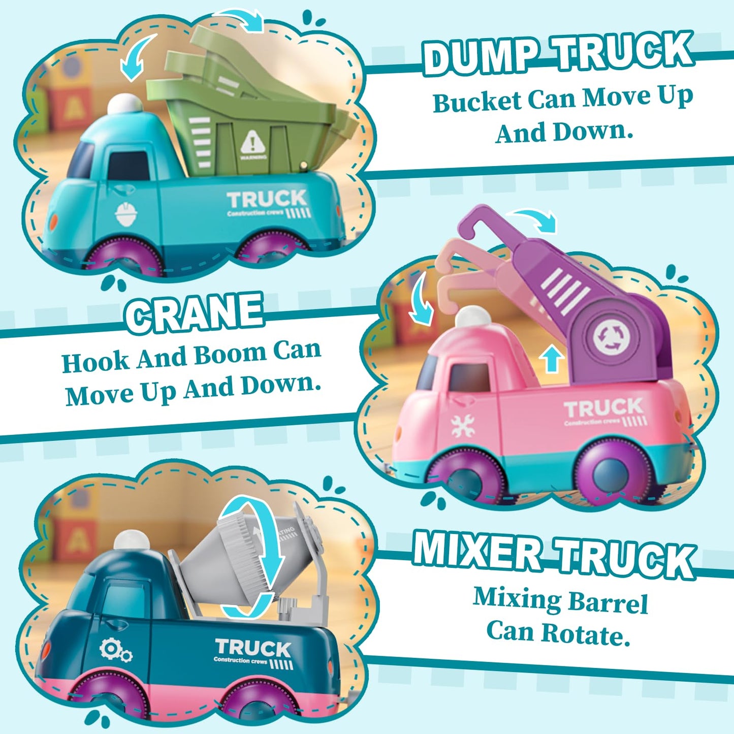 Train Set for Toddlers, Magnetic Train Toys for Toddlers 3+ Electric Train Set with Train Tracks Accessories Battery Operated, 4pcs Trucks Toy Train for Boys and Girls