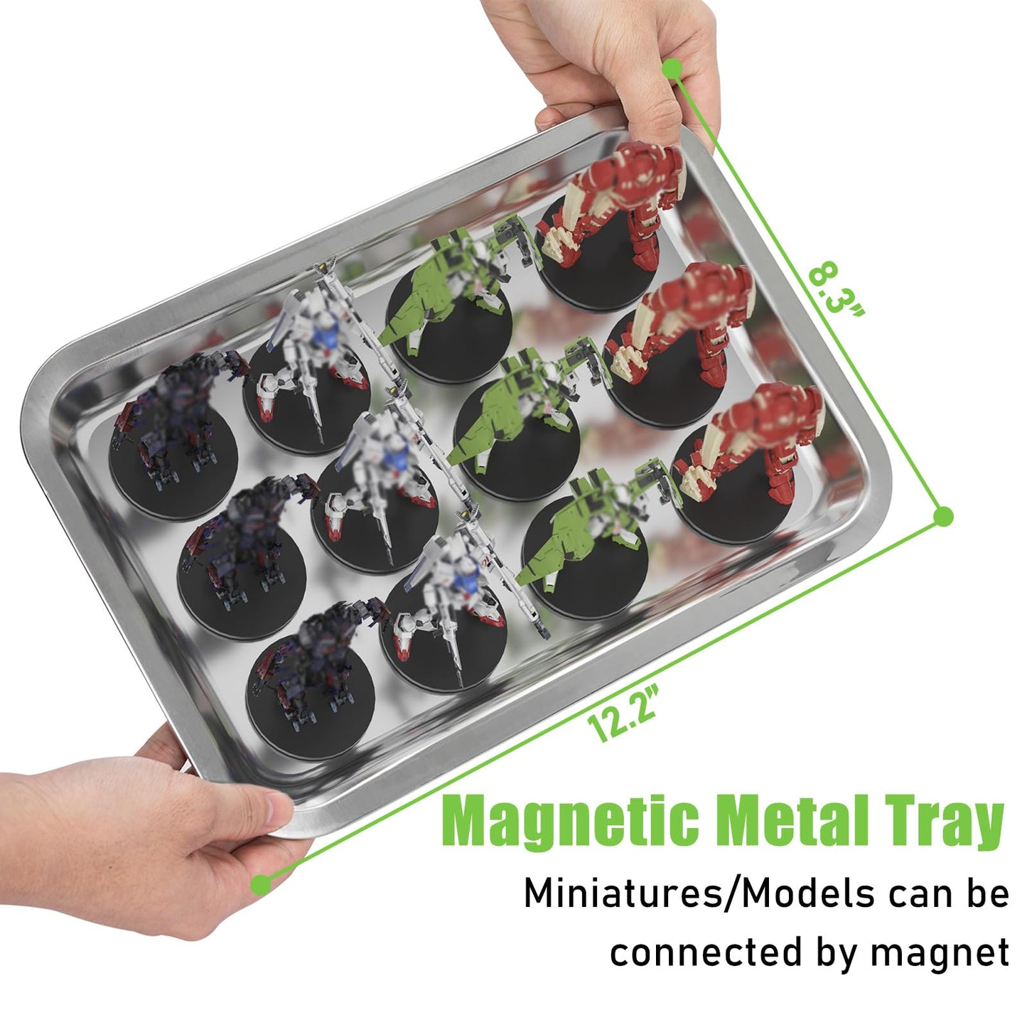 AKOZLIN Miniature Display Case for Collectibles Miniatures with 6 Trays & Handle Wooden Miniature Carrying Transport Case,Black