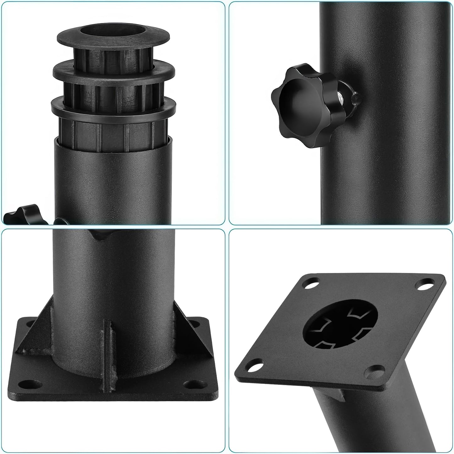 Lalafancy Patio Umbrella Stand Base, 4" Square Reinforced Heavy Duty Outdoor Deck Umbrella Mount Holder, Fits 1/4"-1 9/10" Diameter Poles in Porch Poolside, Black