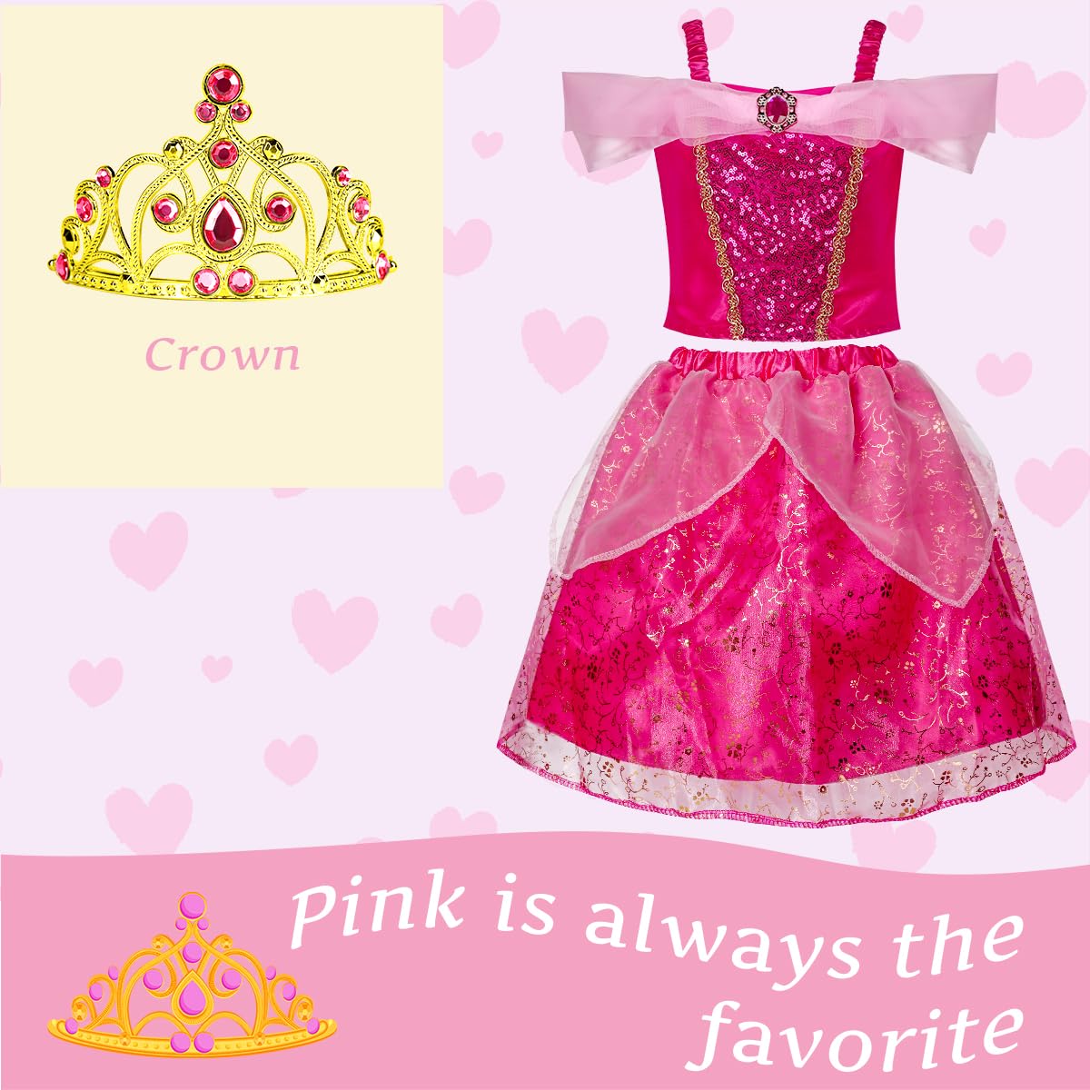 Meland Princess Dress Up for Girls, Dress Up Clothes for Toddler Kids with Princess Cape, Gifts & Toys for Girls Age 3-6