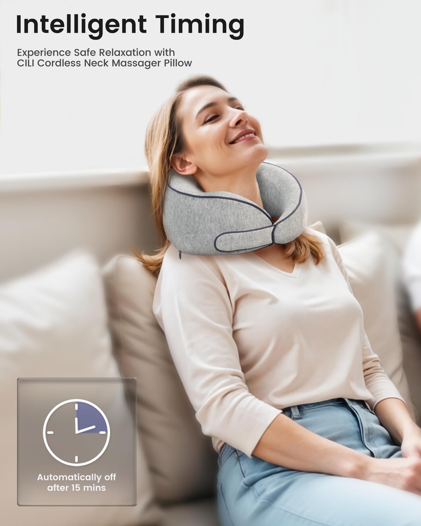 CILI Cordless Neck Massager Pillow with Heat,Shiatsu Neck Massager with 3 Adjustable Intensity,Heated Massage Pillow for Travel,Lightweight & Hand-free for Home, Office,Gifts for Mom,Dad