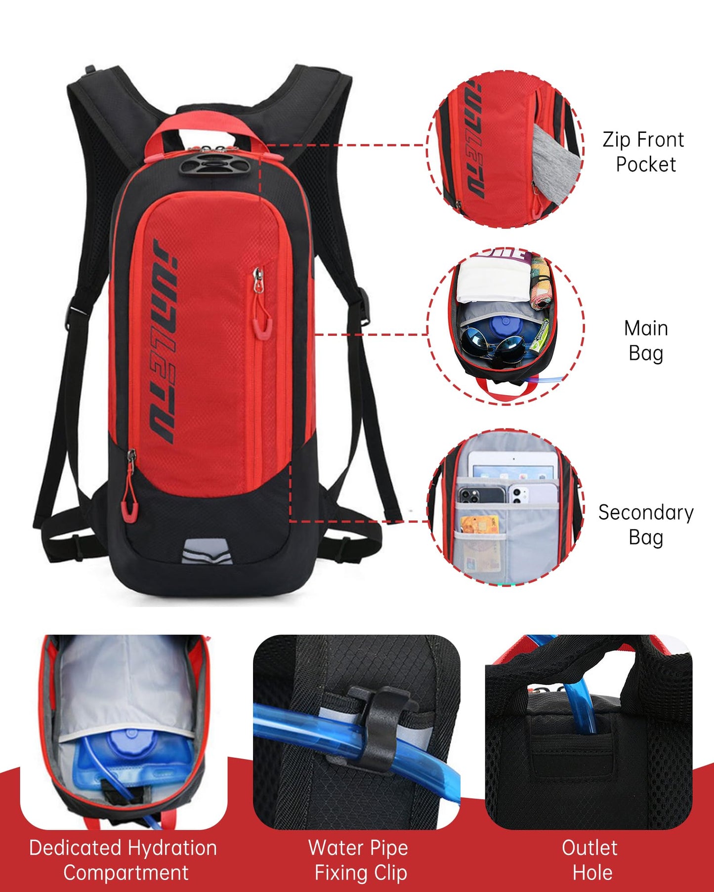 Clakllie Portable Cycling Backpack with 2L Water Bladder Hydration Pack for Men Women Hiking Ski Running Biking Camping,OT04-Pink