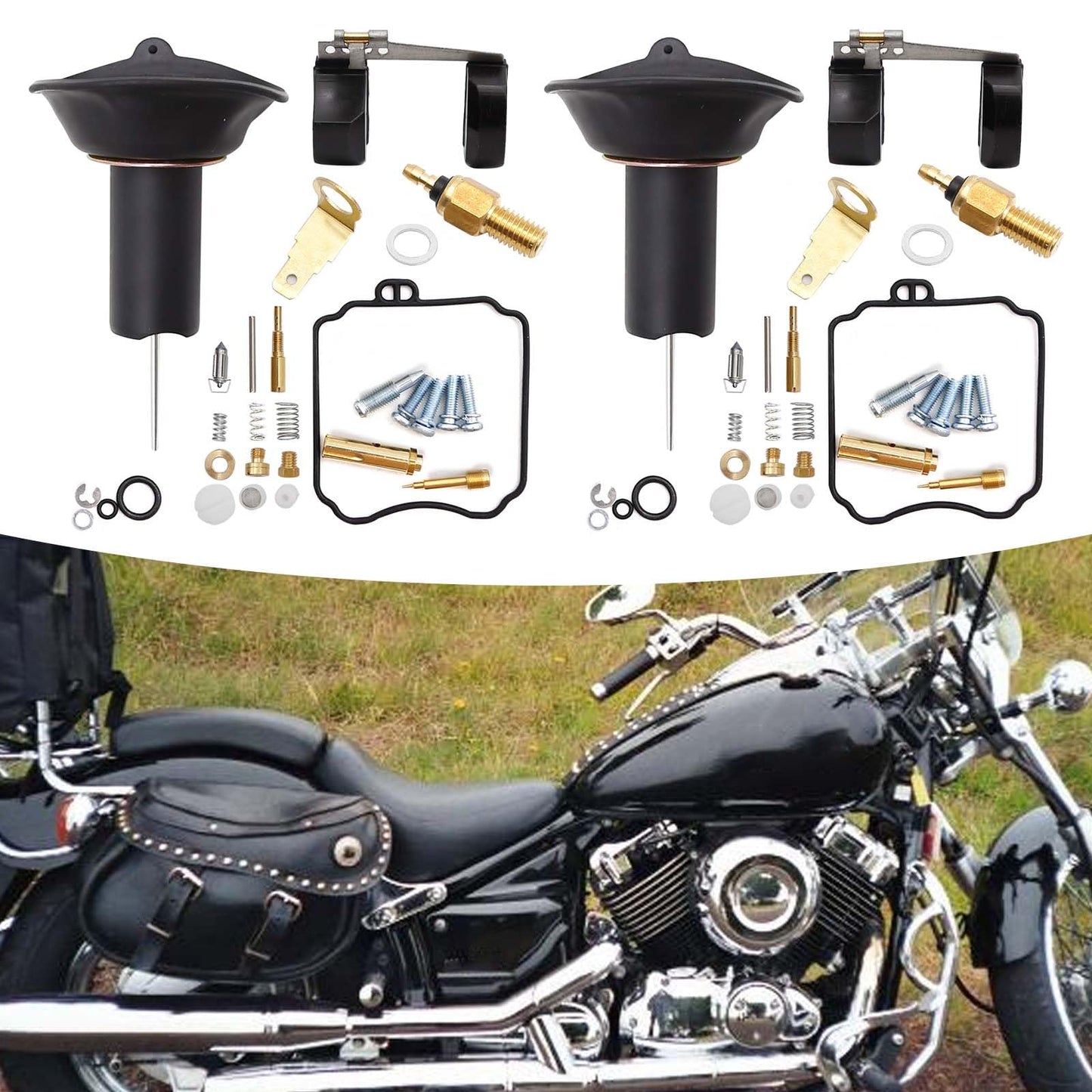 Anxingo Carburetor Repair Kit Replacement for Yamaha V-Star 650 XVS650 Custom XVS650A Classic 1998-2016, Carb Rebuild Kit Replacement for Yamaha V-Star 650 XVS650AT Silverado 2002-2010