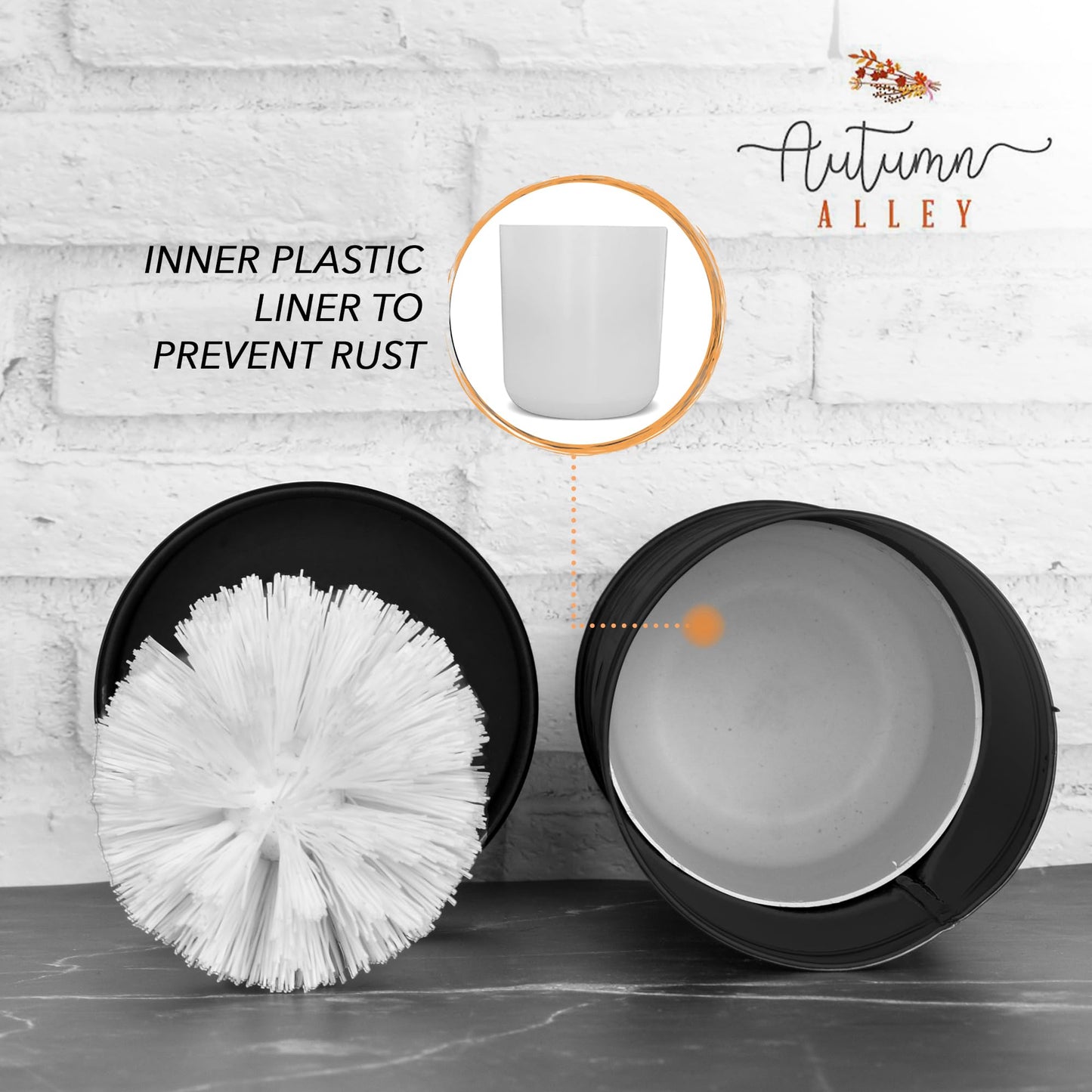 Autumn Alley Black Toilet Bowl Brush and Holder Set, Covered Bathroom Toilet Brush for Modern Farmhouse Bathroom Decor, Standing Rustic Toilet Brush with Holder, Bathroom Decor Sets, Matte Black