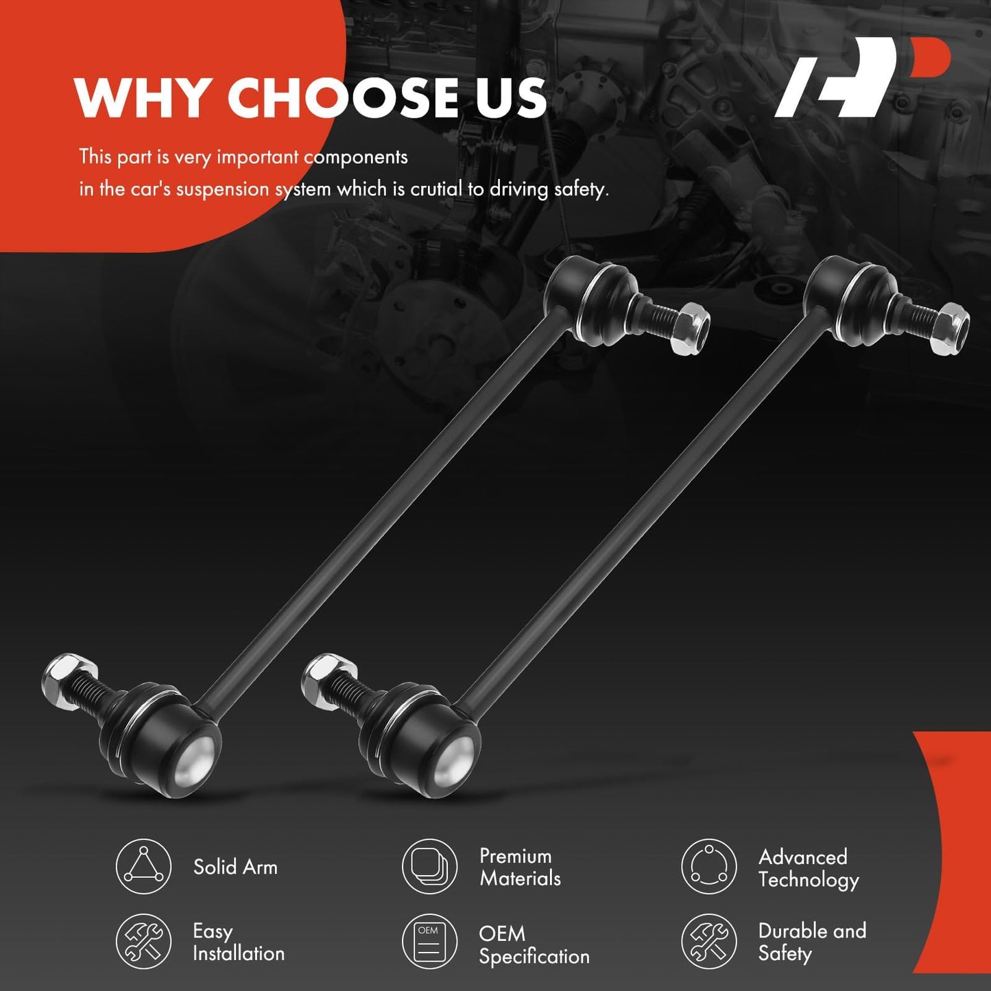 A-Premium 2 x Front Sway Bar Links Stabilizer Bar Links, Compatible with Toyota & Lexus - 2001-2019 - Camry Highlander Venza Solara & RX330 RX350 RX350L RX400h RX450h RX450hL ES300 ES330