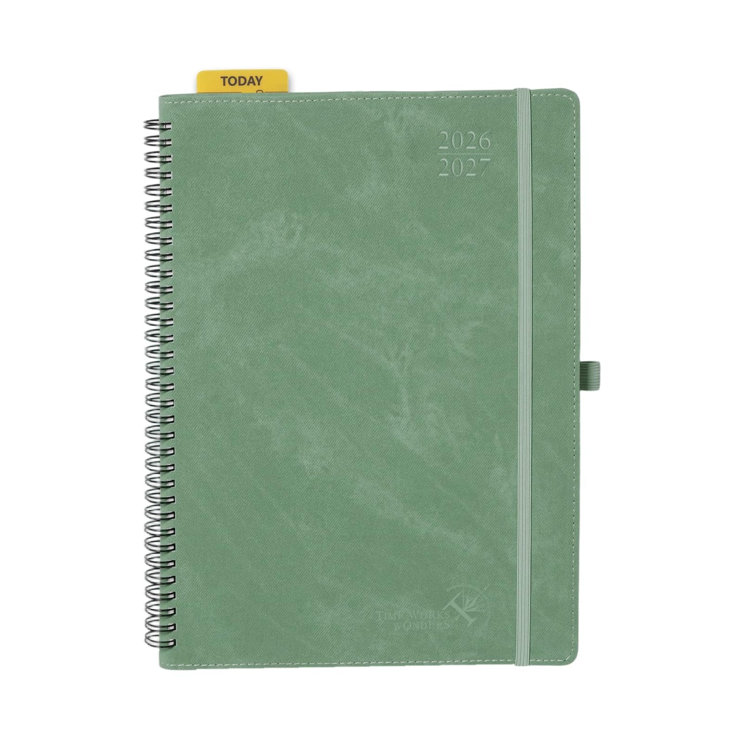POPRUN 2026-2027 Planner Weekly and Monthly, Large Size 8.25" x 11.75", July 2026 to June 2027, Spiral Bound Calendar with Hourly Time Slots, Vertical Layout, Leather Soft Cover, Notes Pages - Midnight Green