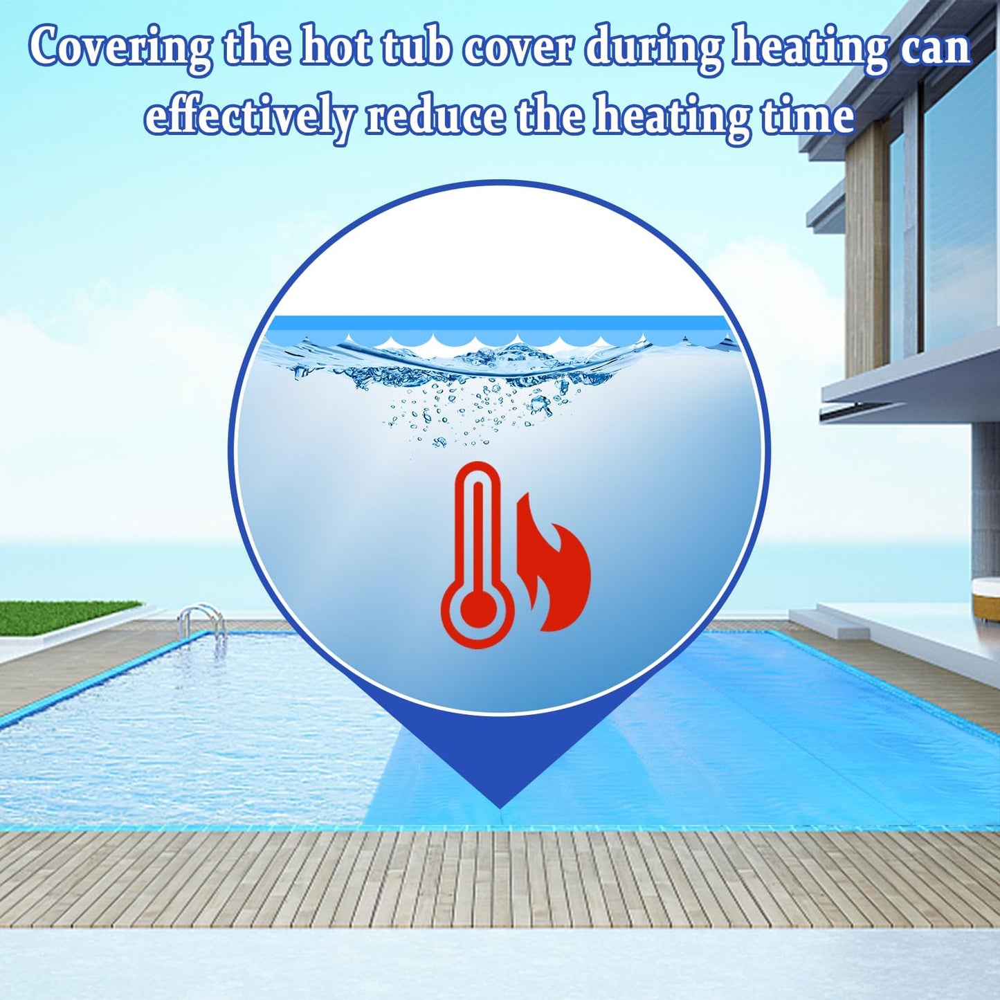 Spa and Hot Tub Bubble Insulating Cover, 6ft x 6ft Thermal Solar Trimmable Floating Blanket Cover(16 Mil) for Above Ground Pools, Blue