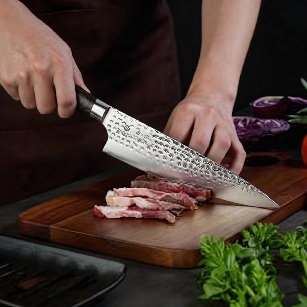 imarku Damascus Chef Knife 8.5 Inch, VG-10 Steel Core, 67-Layer Razor Sharp Blade, 12–15° Hand-Polished Edge, Premium Japanese Chef Knife, Ideal Gift for Home Cooks & Cooking Enthusiasts