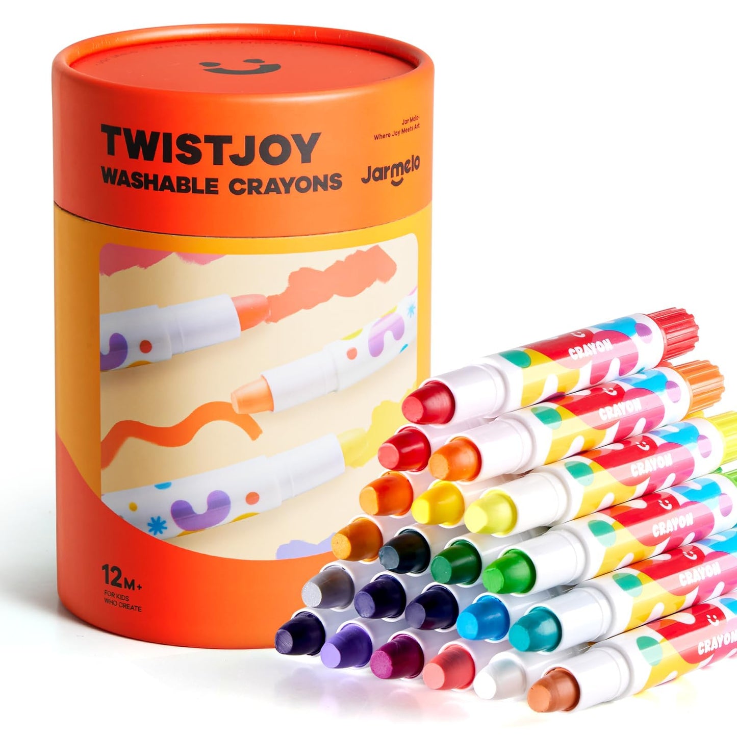 Jar Melo Jumbo Crayons for Toddlers, 24 Colors TwistJoy Non Toxic Washable Crayon, Easy to Hold Large Crayons, Safe for Babies and Children Gifts
