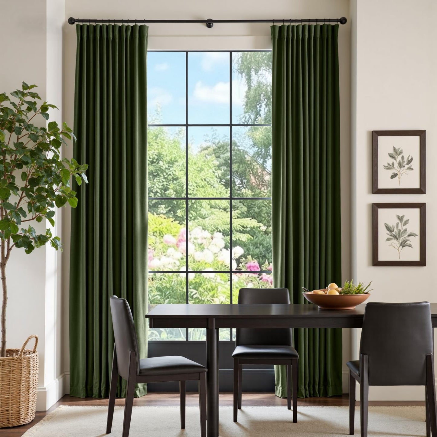 Lazzzy Dark Green Velvet Curtains 84 Inch Long 2 Panels Blackout Thermal Insulated Curtain Drapes for Bedroom Living Room Darkening Window Treatments Rod Pocket Moss Green