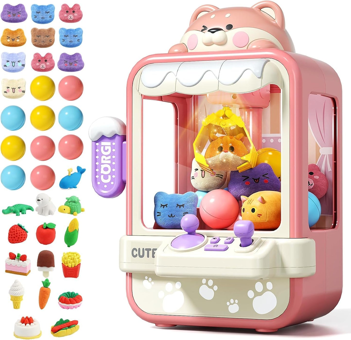 Claw Machine for Kids, Mini Candy Vending Grabber, Vending Machine Toys for Girls and Boys, Kids Party Games, Electronic Arcade Game Indoor Toy for Home Party Birthday Gifts & 35 Mini Toys (Small)