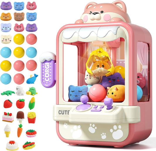Claw Machine for Kids, Mini Candy Vending Grabber, Vending Machine Toys for Girls and Boys, Kids Party Games, Electronic Arcade Game Indoor Toy for Home Party Birthday Gifts & 35 Mini Toys (Small)