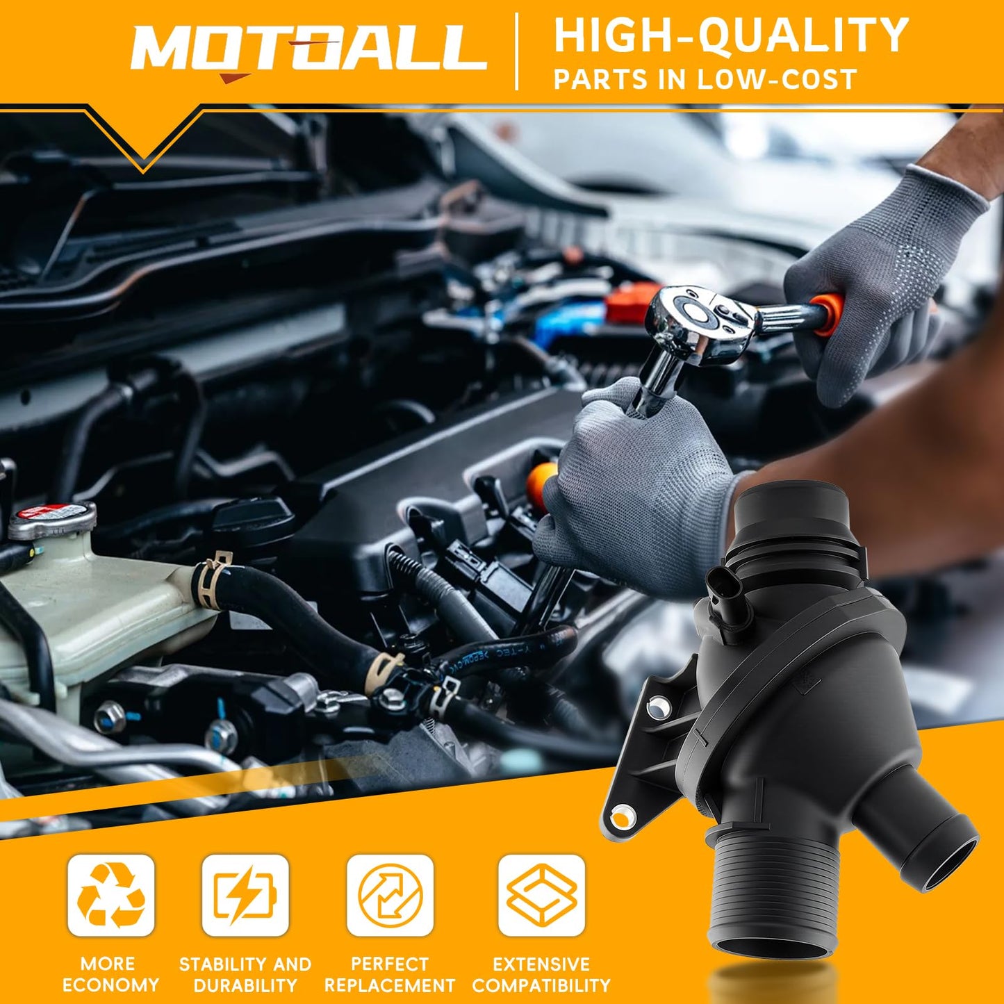MOTOALL Engine Thermostat Compatible with BMW X1 X3 X4 X5 Z4 228i 320i 328i 428i 528i N20 2.0L Replaces # 11537588257, 11537633476, 11537633477, 11538635689