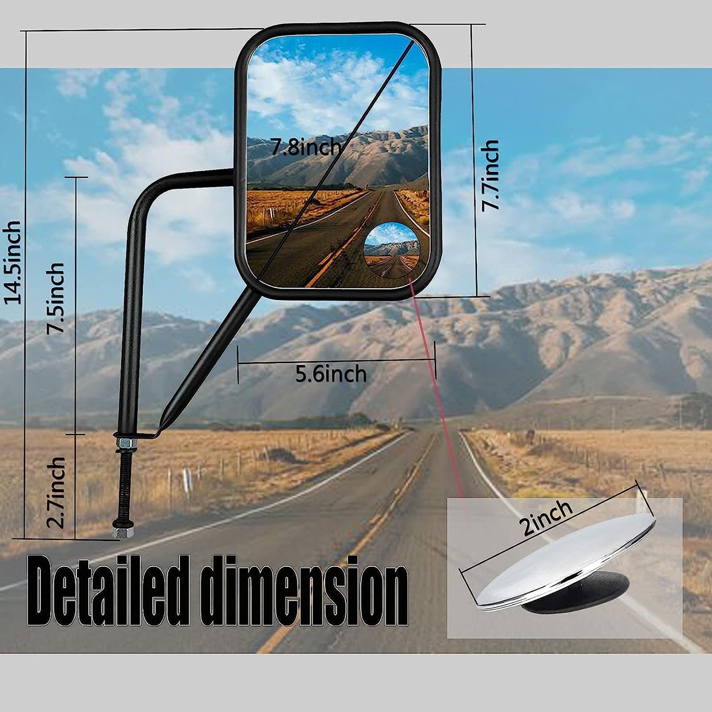 MKING Doors Off Mirror,Side Mirrors for Compatible With Jeep Wrangler CJ YJ TJ JK JL & Unlimited, Anti-Shake Quicker Install with Blind Spot Mirror Wide Angle.