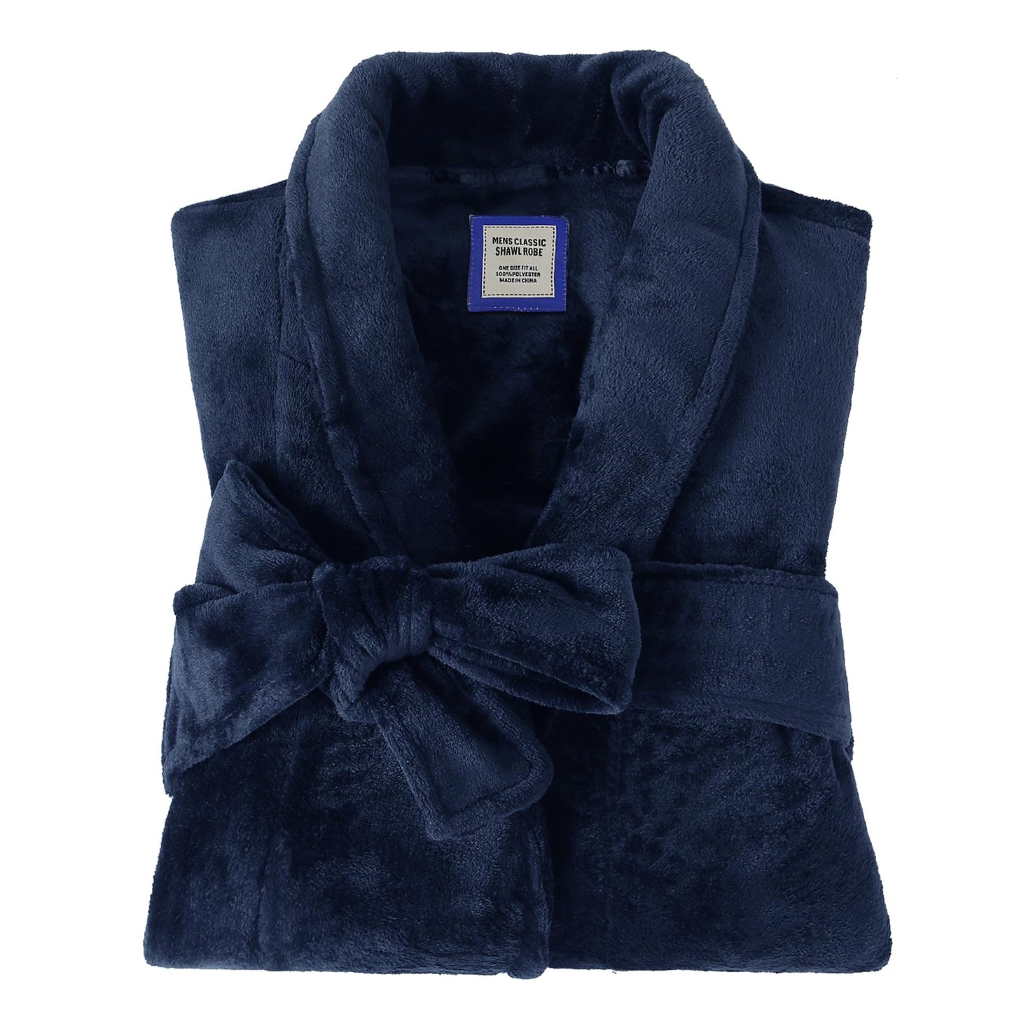Mens Fleece Bathrobe with Shawl Collar,Soft Warm Knee Length -Mens' Plush Bathrobe- Soft Fleece Spa Bath Robe for Men