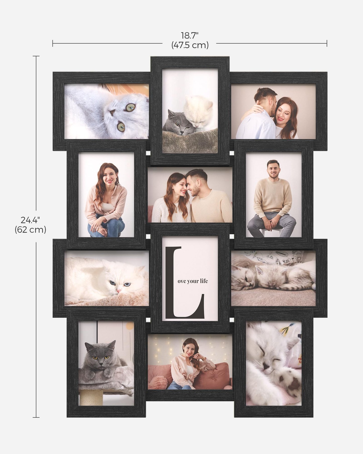 SONGMICS Collage Picture Frames, 4x6 for Wall Decor 12 Pack, Assembly Required, Ink Black URPF26BK