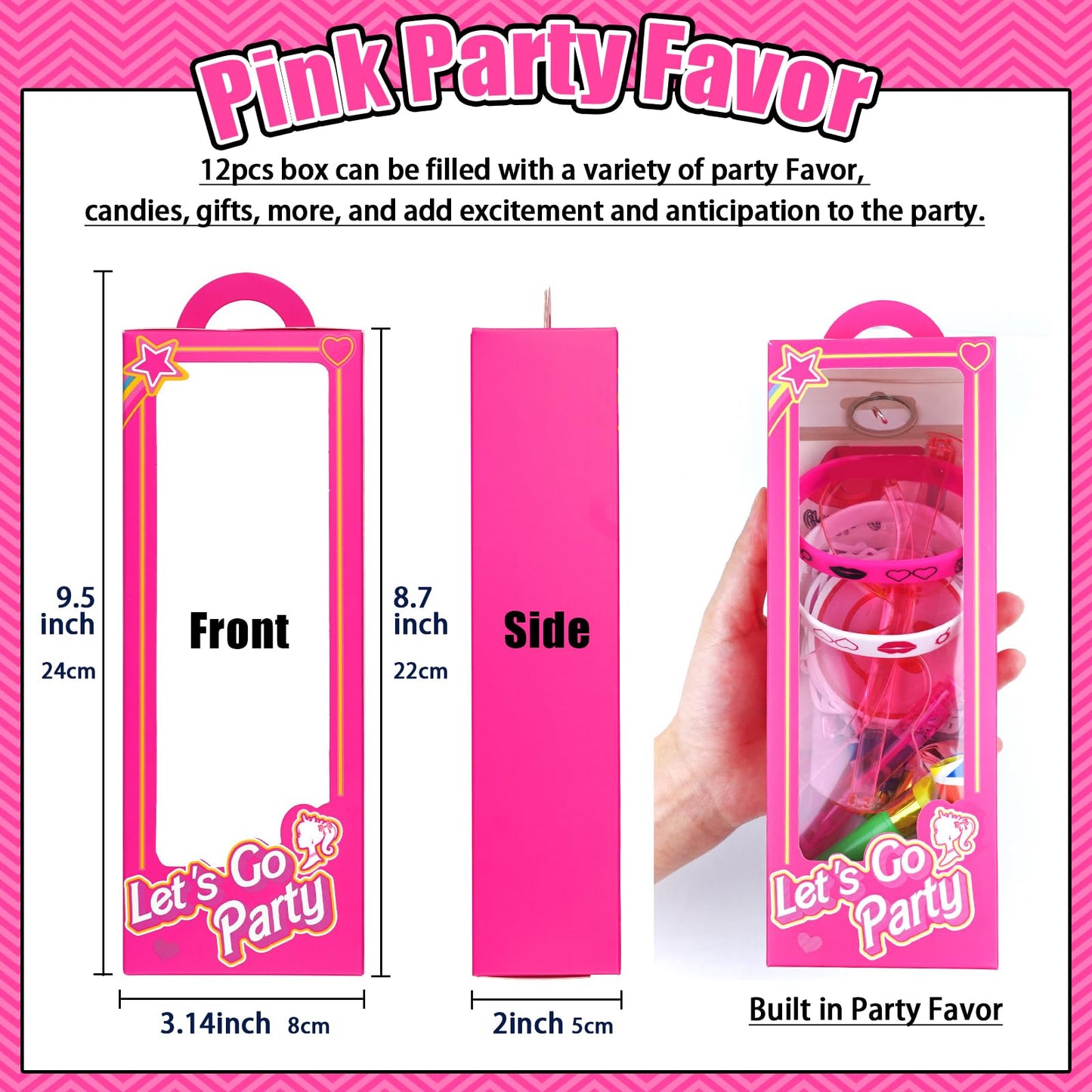 132Pcs Pink Birthday Party Favors Supplies with Goodie Candy Boxes Stuffers Includ Straw Glasses Bubble Stick Bracelet Keychain Tattoo Stickers Etc for Girls Birthday Party Decorations Supplies