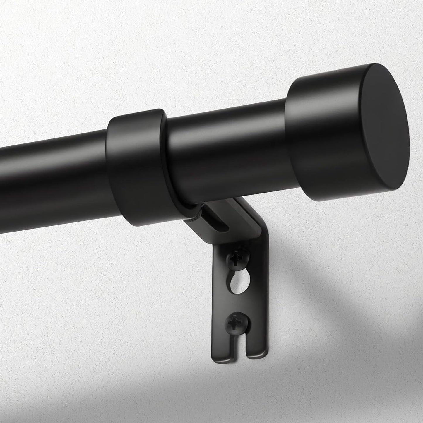 Zeerobee Curtain Rods for Windows 48 to 84, 1 Inch Black Heavy Duty Drapery Rods with Adjustable Length, Outdoor Modern Curtain Pole with Simple End Caps, 32"-86", Black