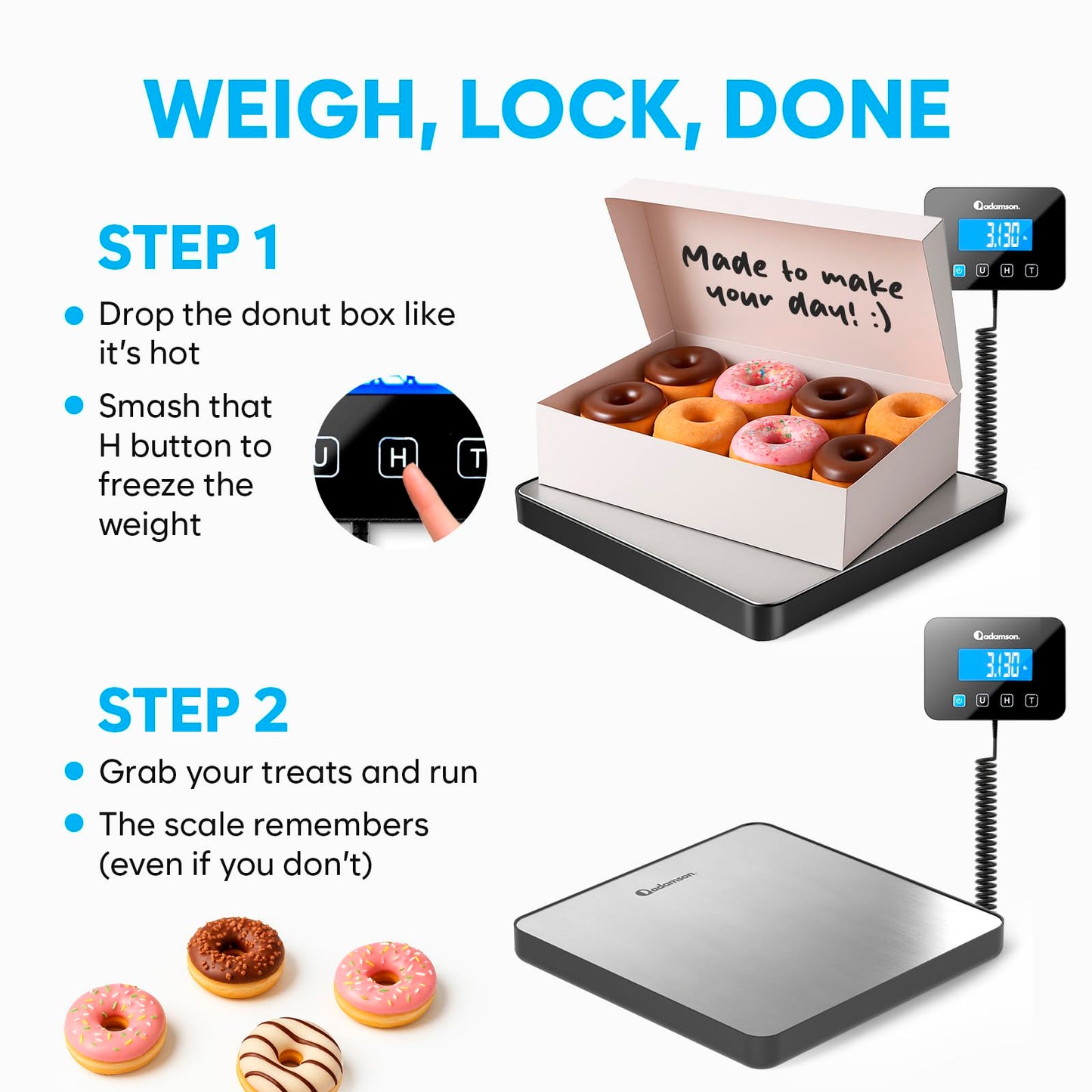 Shipping Scale for Small Business - 440 lbs/0.35oz - High Accurate Digital Postal Scale with Hold/Tare Function - Perfect for Packages, Luggage, Home Use - Battery & Cable Included