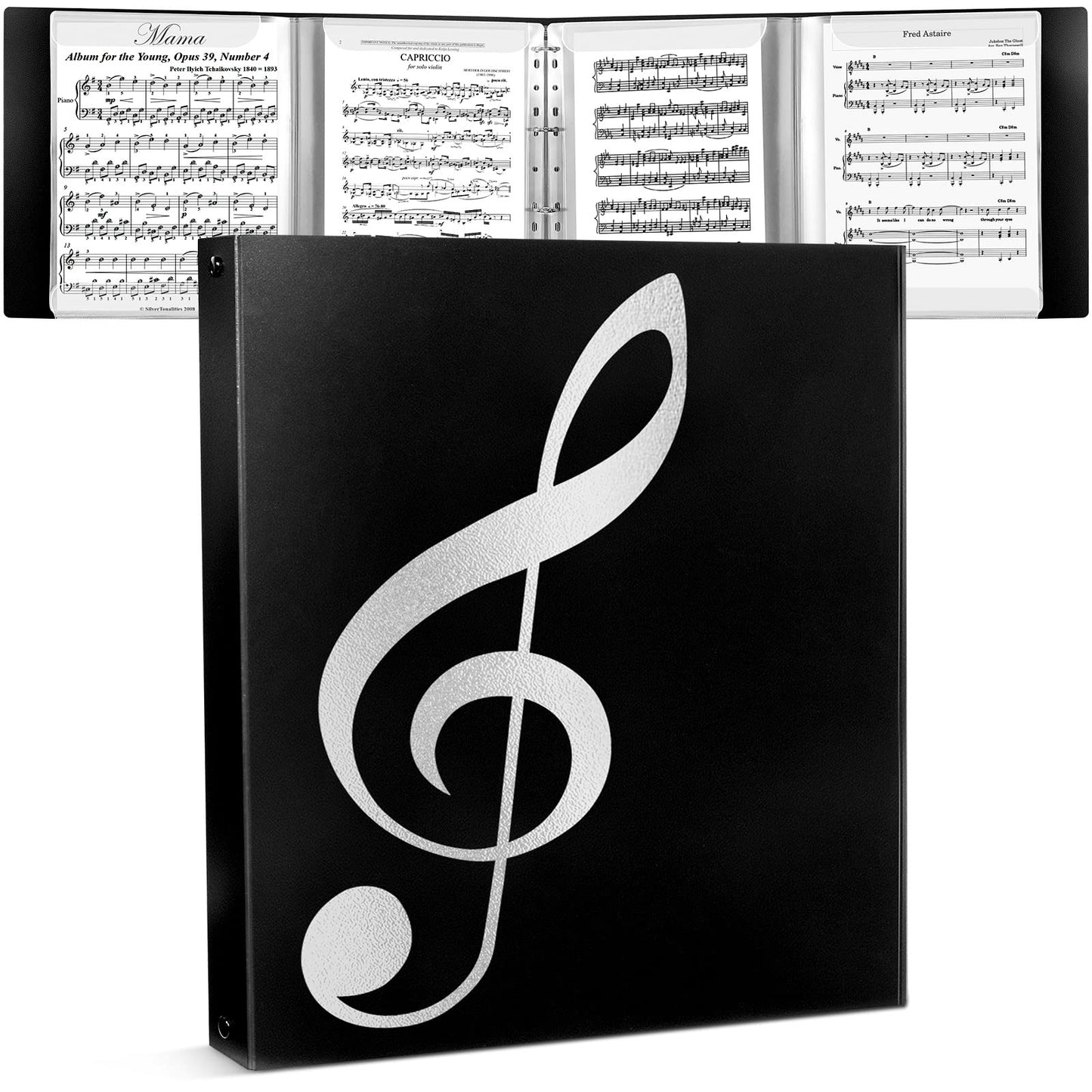 Music Folder, 8.5 x 11 Letter Size Music Binder, 4 Page Expand, 52 Pockets, Writable Choir Folder, Black