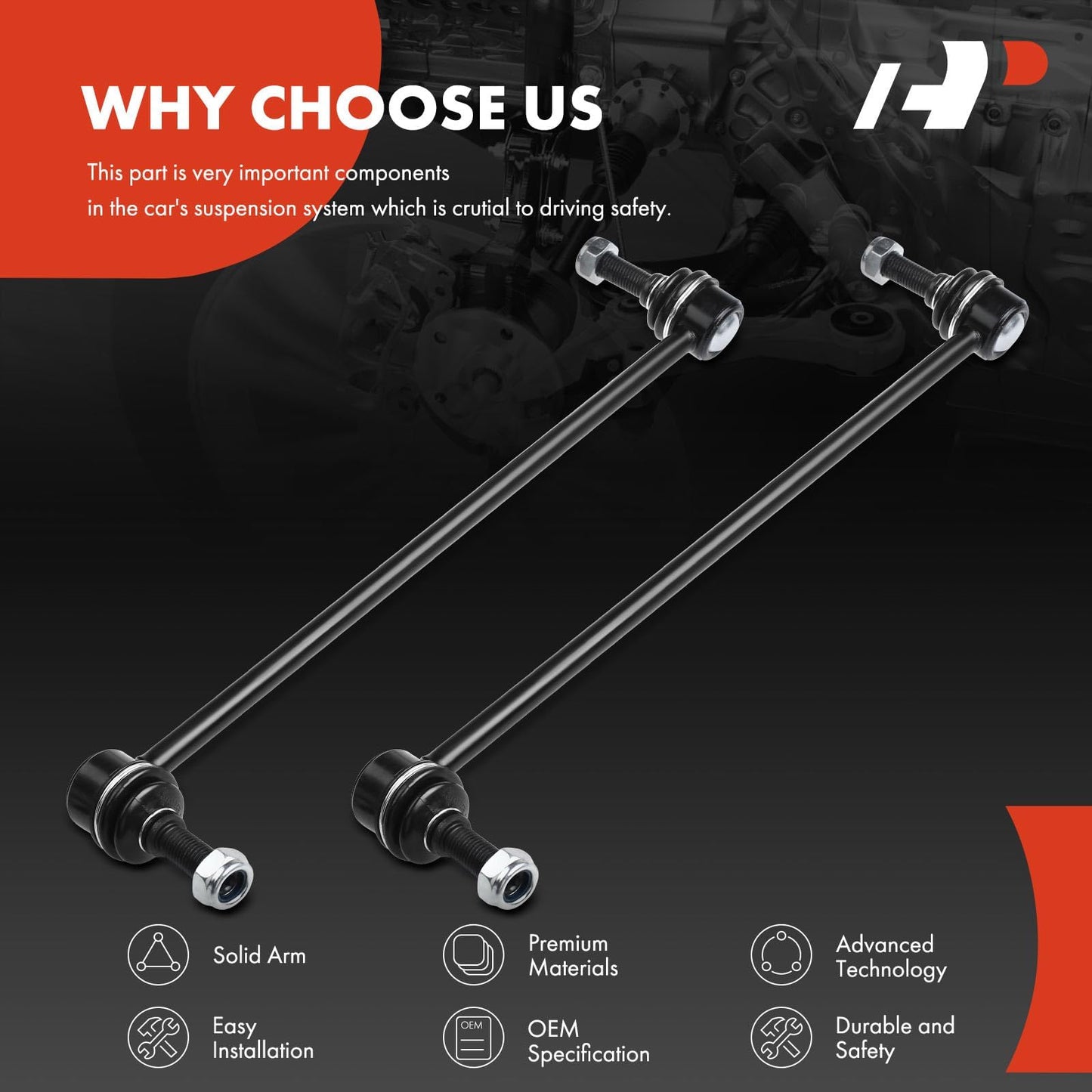 A-Premium 2 x Front Sway Bar Links Stabilizer Bar Links, Compatible with Kia Sorento 2011-2013, Hyundai Santa Fe 2007-2012, Veracruz 2007-2012