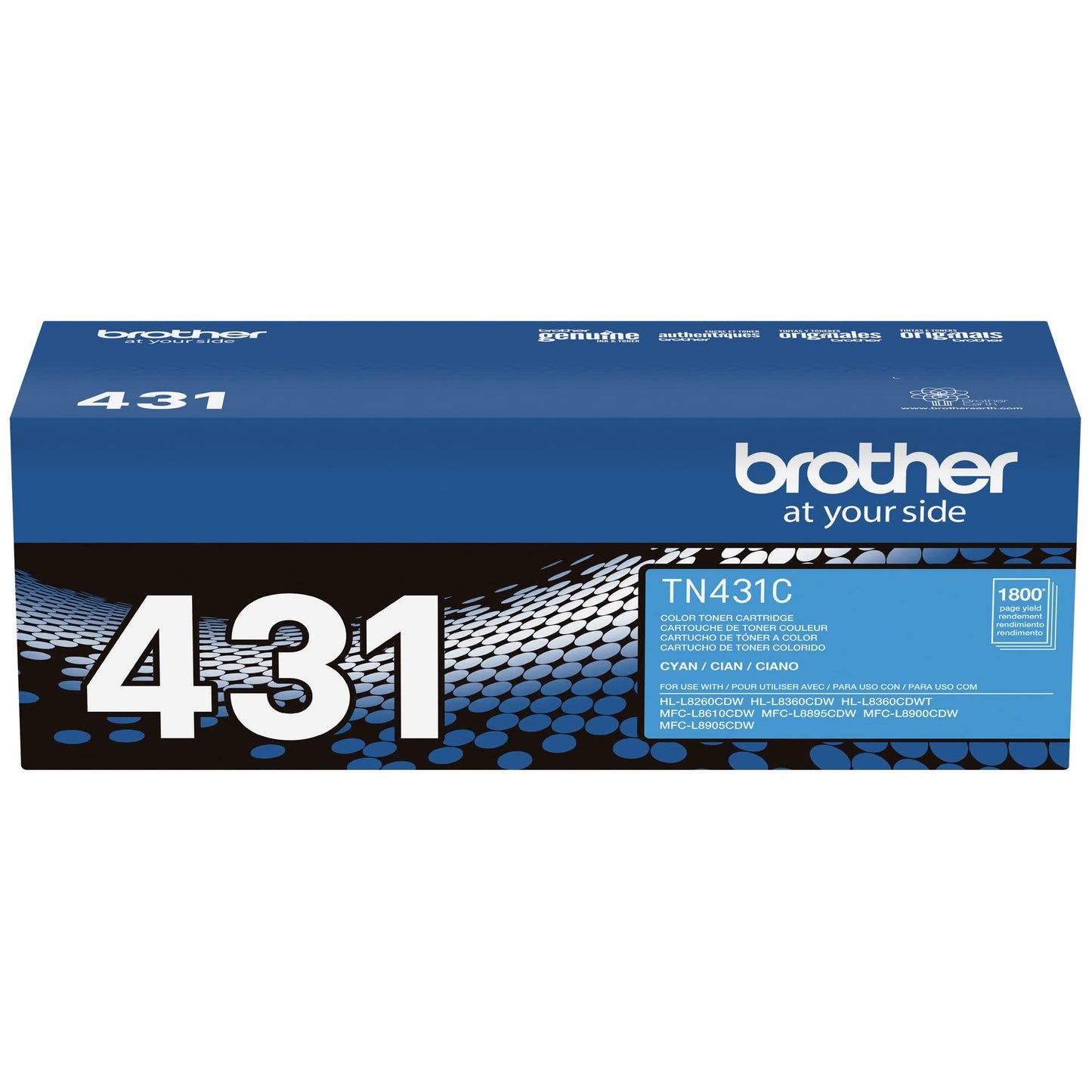 Brother Genuine TN431C Standard Yield Cyan Toner Cartridge, Compatible: HL-L8260CDW, HL-L8360CDW, HL-L8360CDWT, MFC-L8610CDW, MFC-L8900CDW