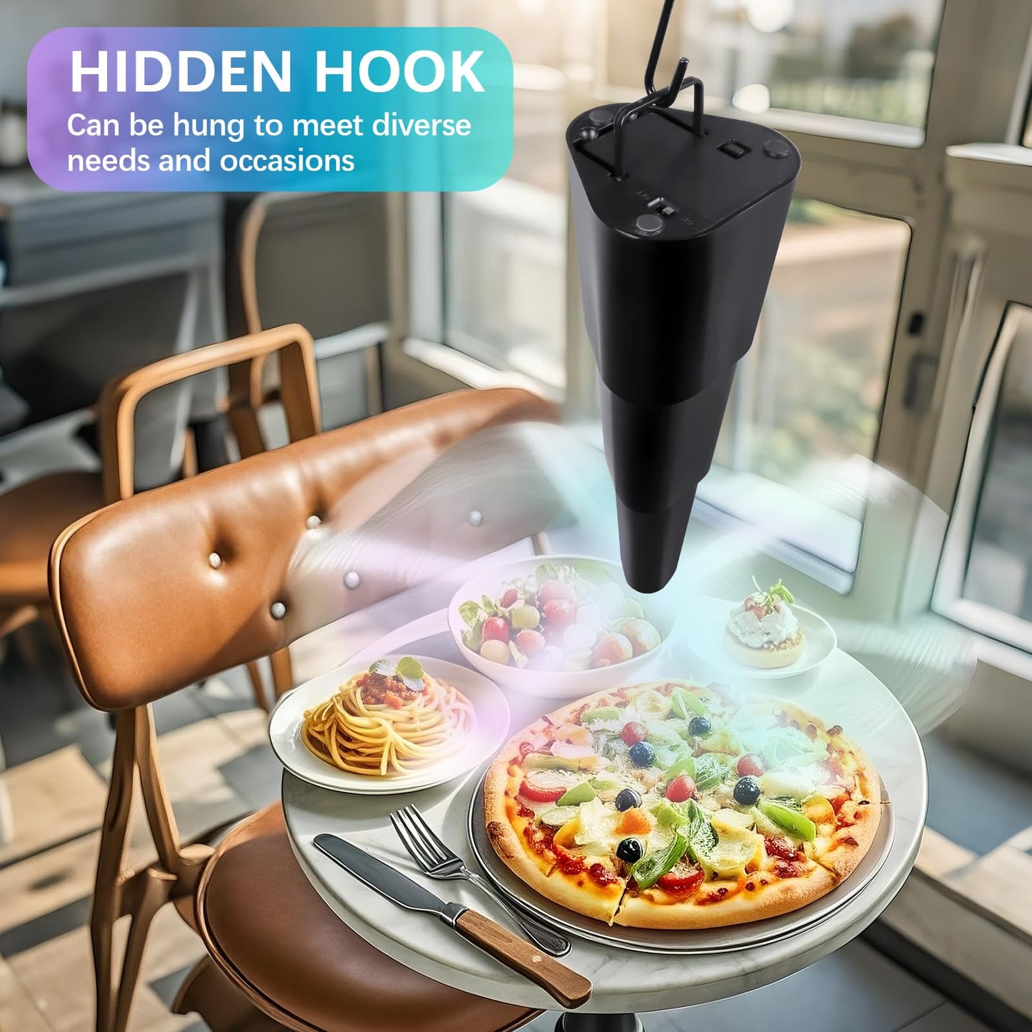 HKKDKTA Fly Fans for Tables, 4 Packs Indoor Outdoor Fan Portable with Holographic Blades, Batteries Powered Table Fan for Picnic, Party, Restaurant, Kitchen and BBQ
