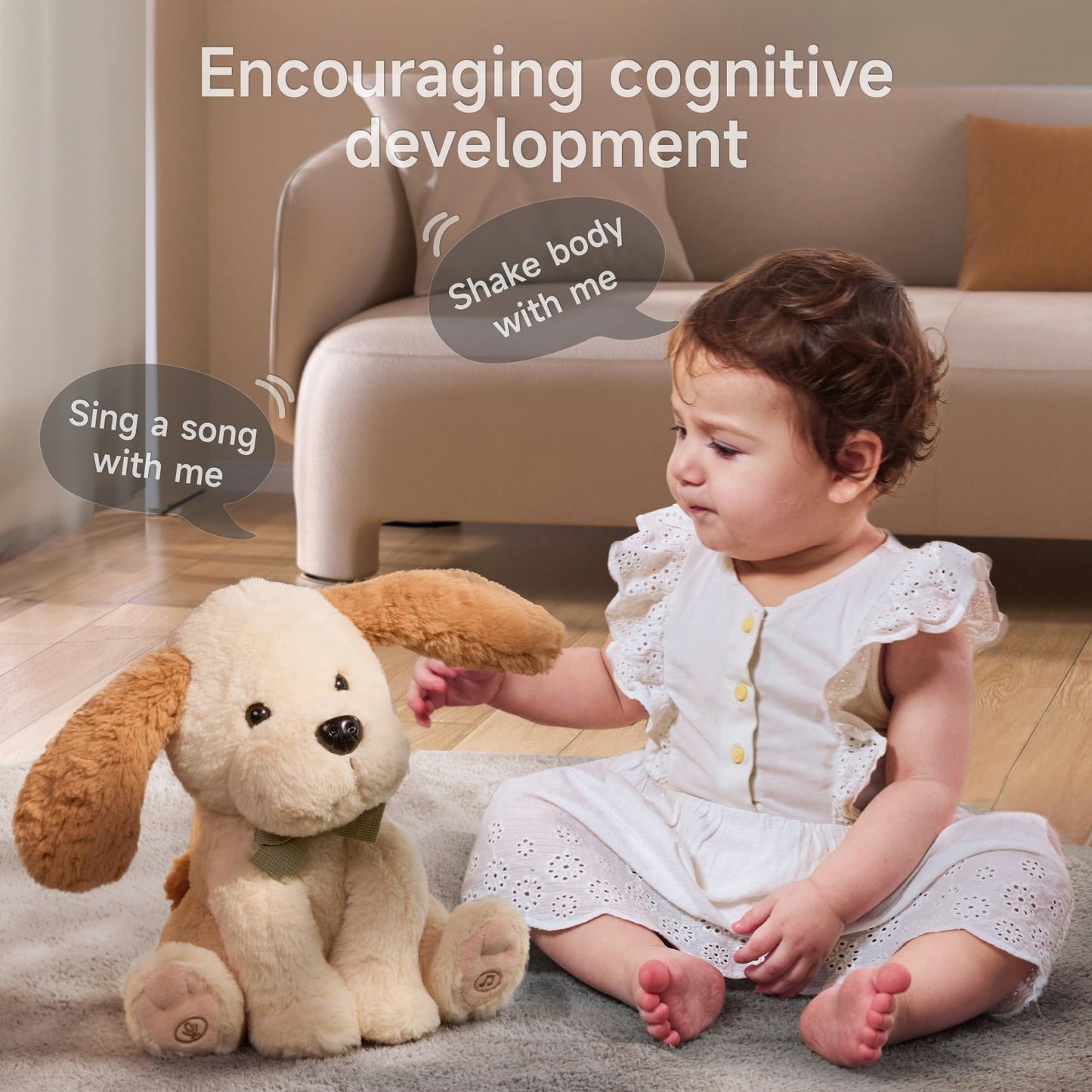 TUMAMA Baby Animated Plush Dog, Interactive Singing Talking Puppy Dog Stuffed Animal Toys, 10”