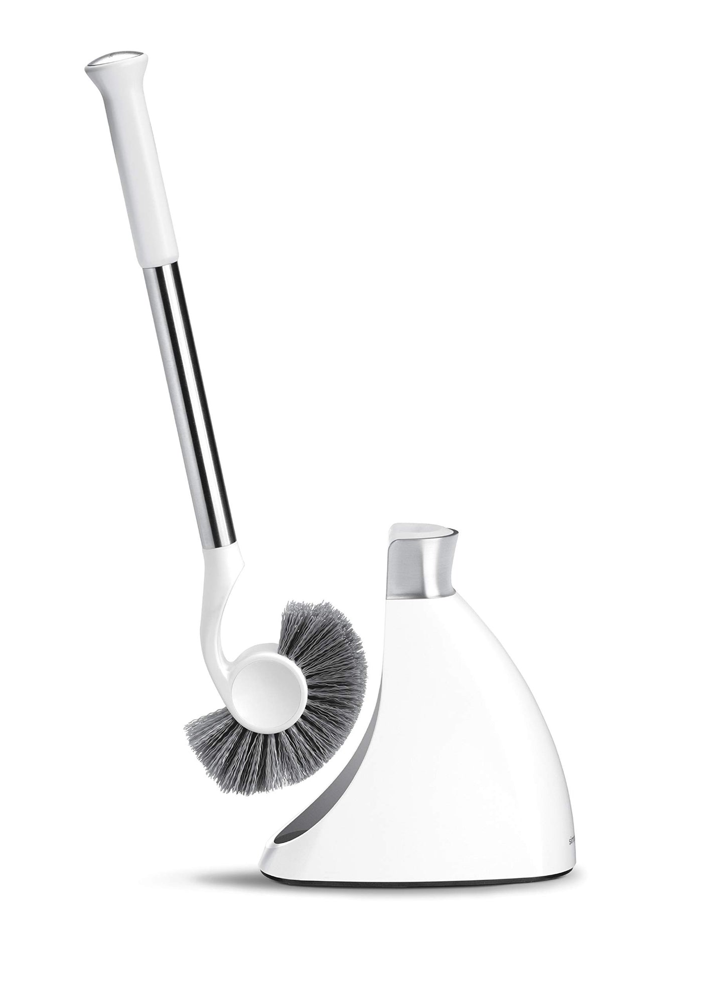simplehuman Toilet Brush with Caddy, Stainless Steel, White