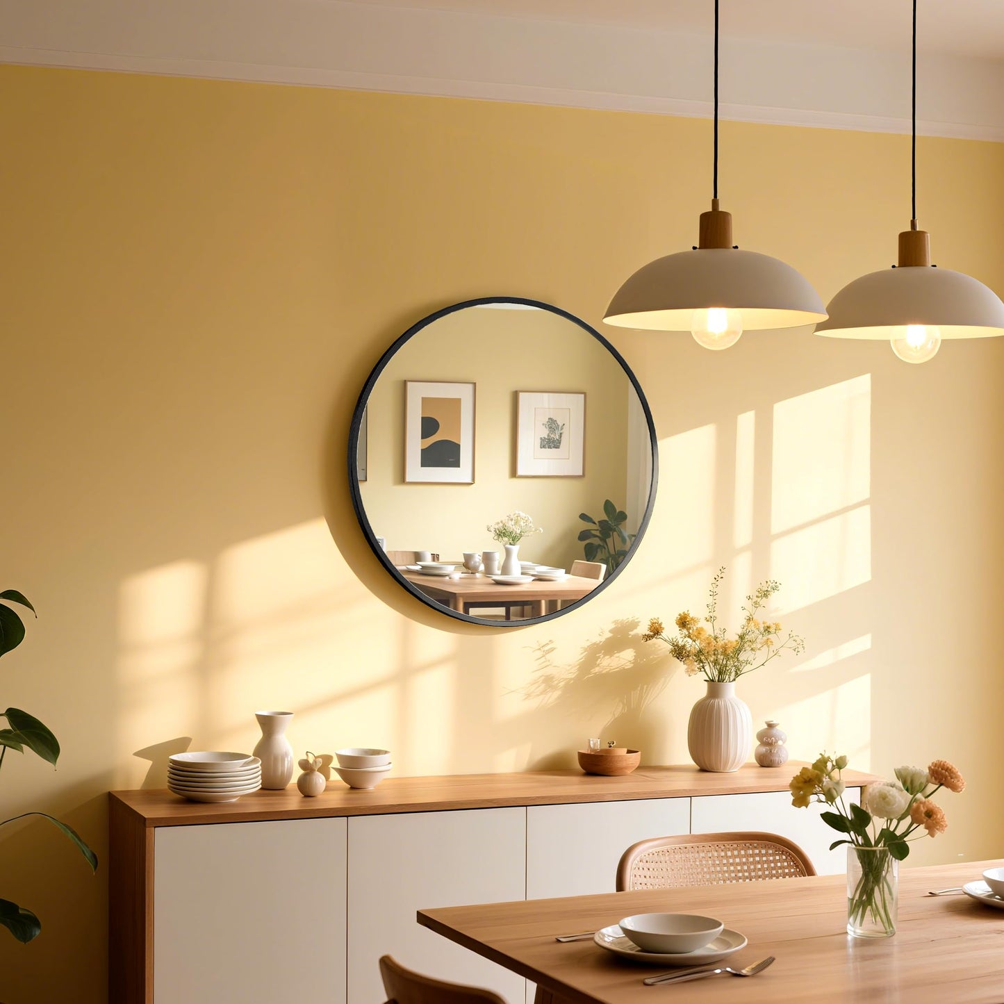 CUCZUUS Wall-Mounted Round Tempered Glass Mirror, Bathroom Vanity Mirror, Modern Style, Aluminum Alloy Frame, Circle Mirrors for Living Room, Bathroom, Vanity, Entryway (Black, 50x50 cm)