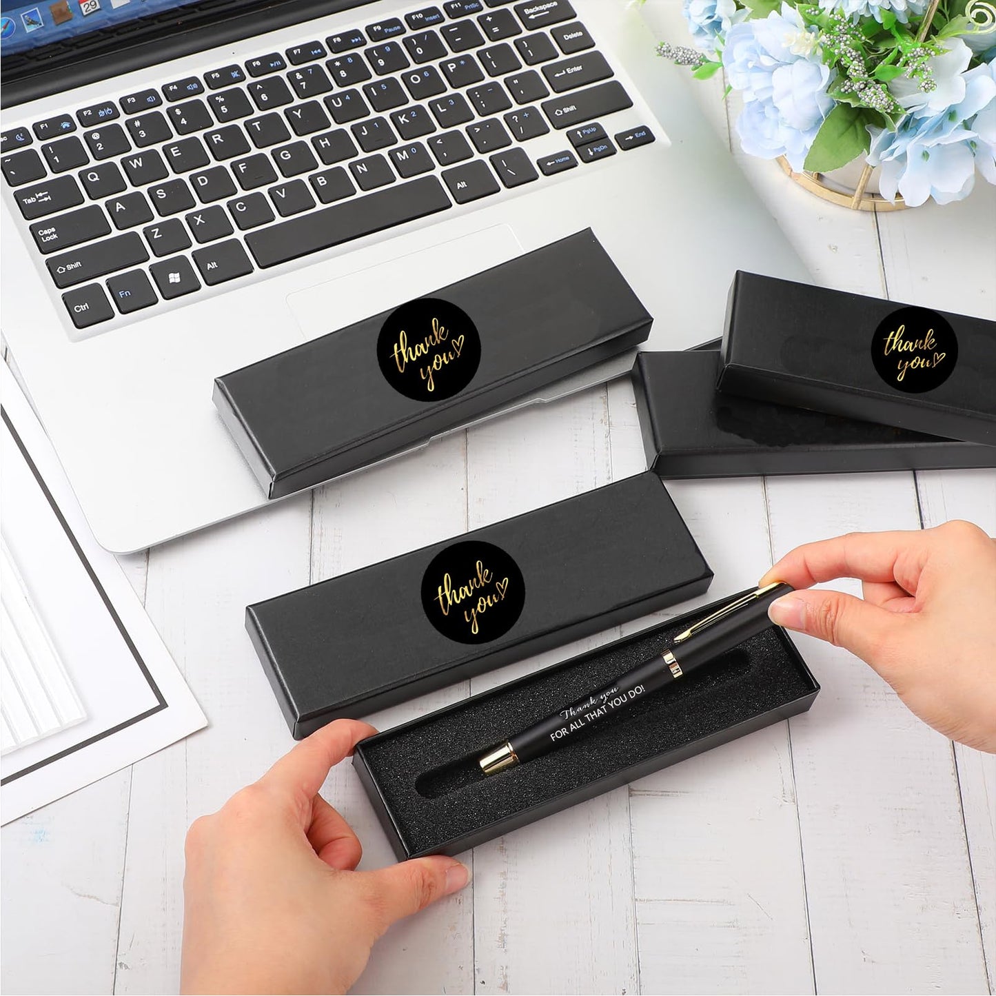 10/20/40 Sets Inspirational Thank You Gifts Employee Appreciation Gifts Bulk Ballpoint Engraved Business Pens with Gift Boxes (THANK YOU FOR ALL THAT YOU DO, 20)