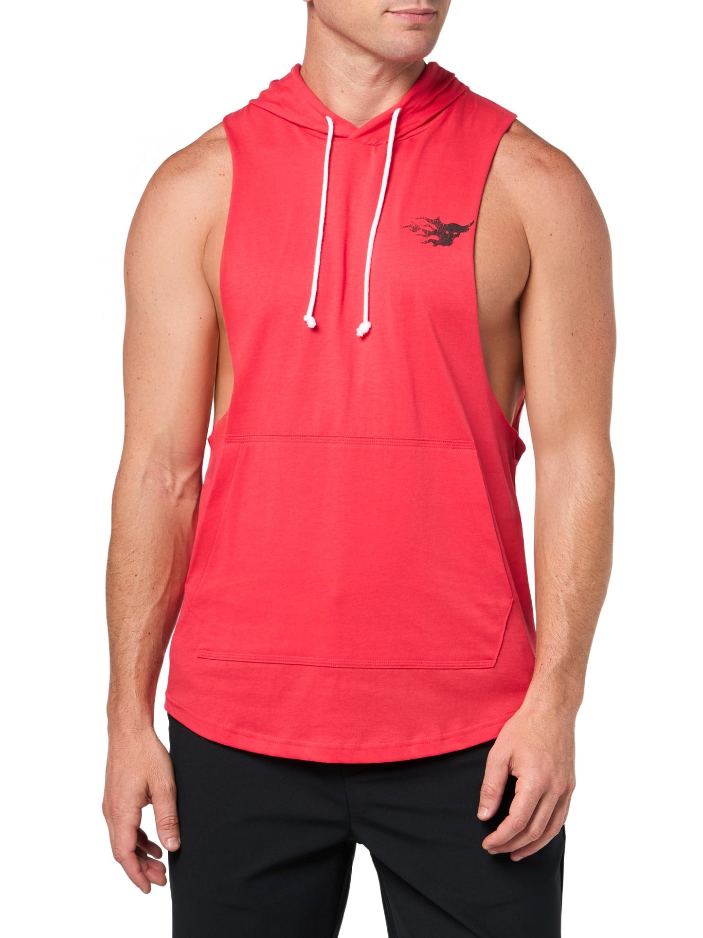 Under Armour Men's Project Rock Sleeveless Hoodie, (989) Lava Red / / White, Medium