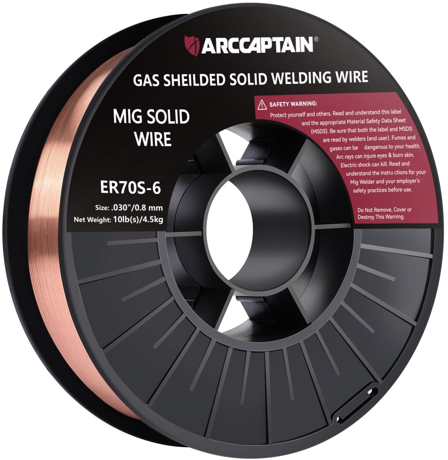 ARCCAPTAIN Mig Welding Wire, .030 Mig Wire ER70S-6 10Lbs Gas Solid Carbon Steel Low Splatter & High Levels of Deoxidizers Mig Welding Wire Compatible with Lincoln Miller Forney Harbor Welder