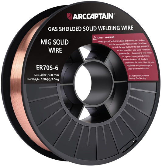 ARCCAPTAIN Mig Welding Wire, .030 Mig Wire ER70S-6 10Lbs Gas Solid Carbon Steel Low Splatter & High Levels of Deoxidizers Mig Welding Wire Compatible with Lincoln Miller Forney Harbor Welder