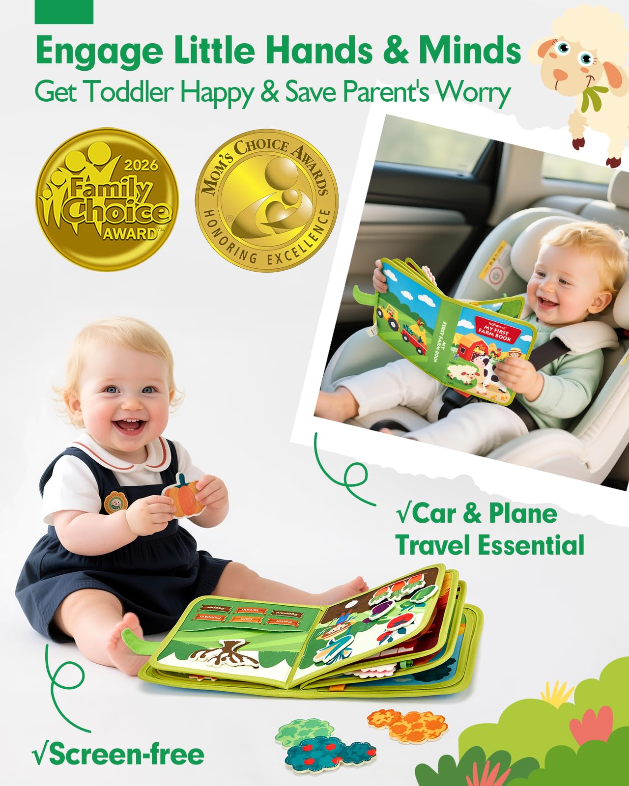 hahaland Busy Books for Toddlers 1-2 - Montessori Toddler Busy Board for 1 2 Year Old, 20 in 1 Quiet Book Educational Toddler Toys for 1 2 3 Year Old Boy Girls Gifts, Travel Toys for Toddlers 1-3