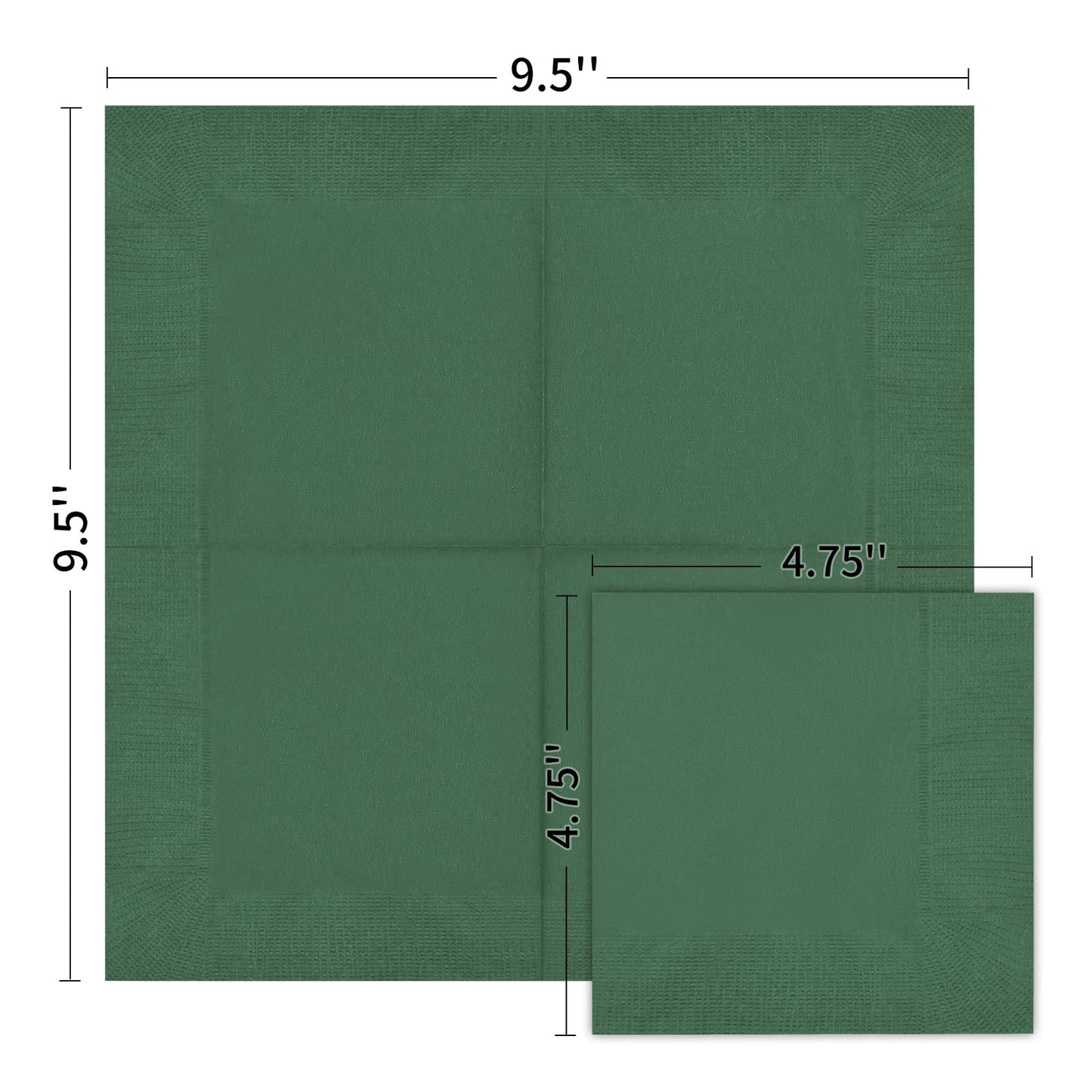 JOWLOT Cocktail Napkins - 600 Count 2-Ply Dark Green Napkins Disposable, 4.75 x 4.75 Inch Folded Paper Napkins Bulk Beverage Napkins for Dinner Wedding Bar Party and Everyday Use