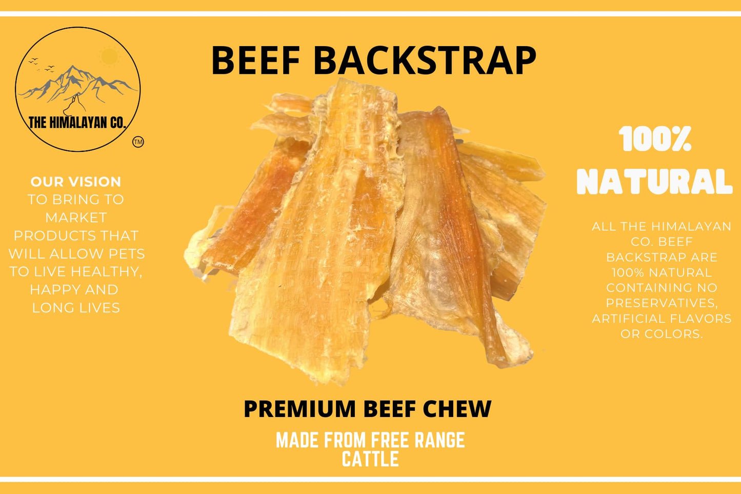 Beef Backstrap for Dogs - (10-14 Pack - 500 Grams) - Dog Chew Treat - Long Lasting - Single Ingredient - 100% Natural Treats