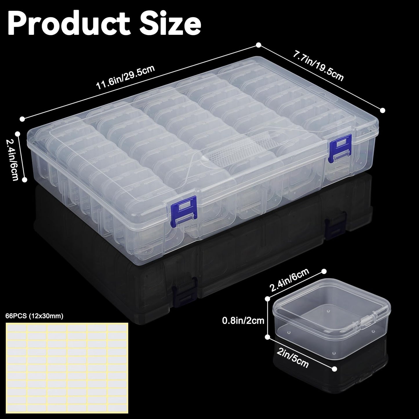 DILIBRA Bead Organizer Box, 92Pcs Small Bead Organizers and Storage Plastic Cases, Mini Clear Storage Containers Boxes with Hinged Lid for Diamond Painting Accessories Seed Jewelry Crafts