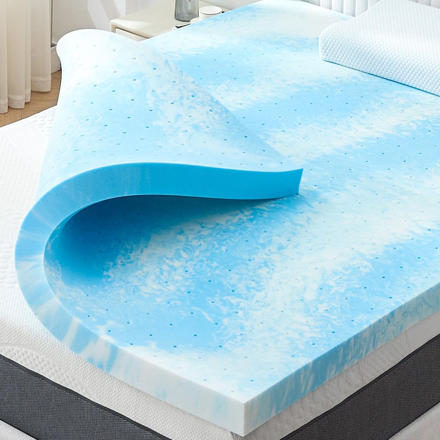 2 Inch Gel Memory Foam Mattress Topper, Twin Extra Long Mattress Pad for College Dorm Single Bed, Ventilated Soft Bed Topper, CertiPUR-US Certified, Twin XL Size